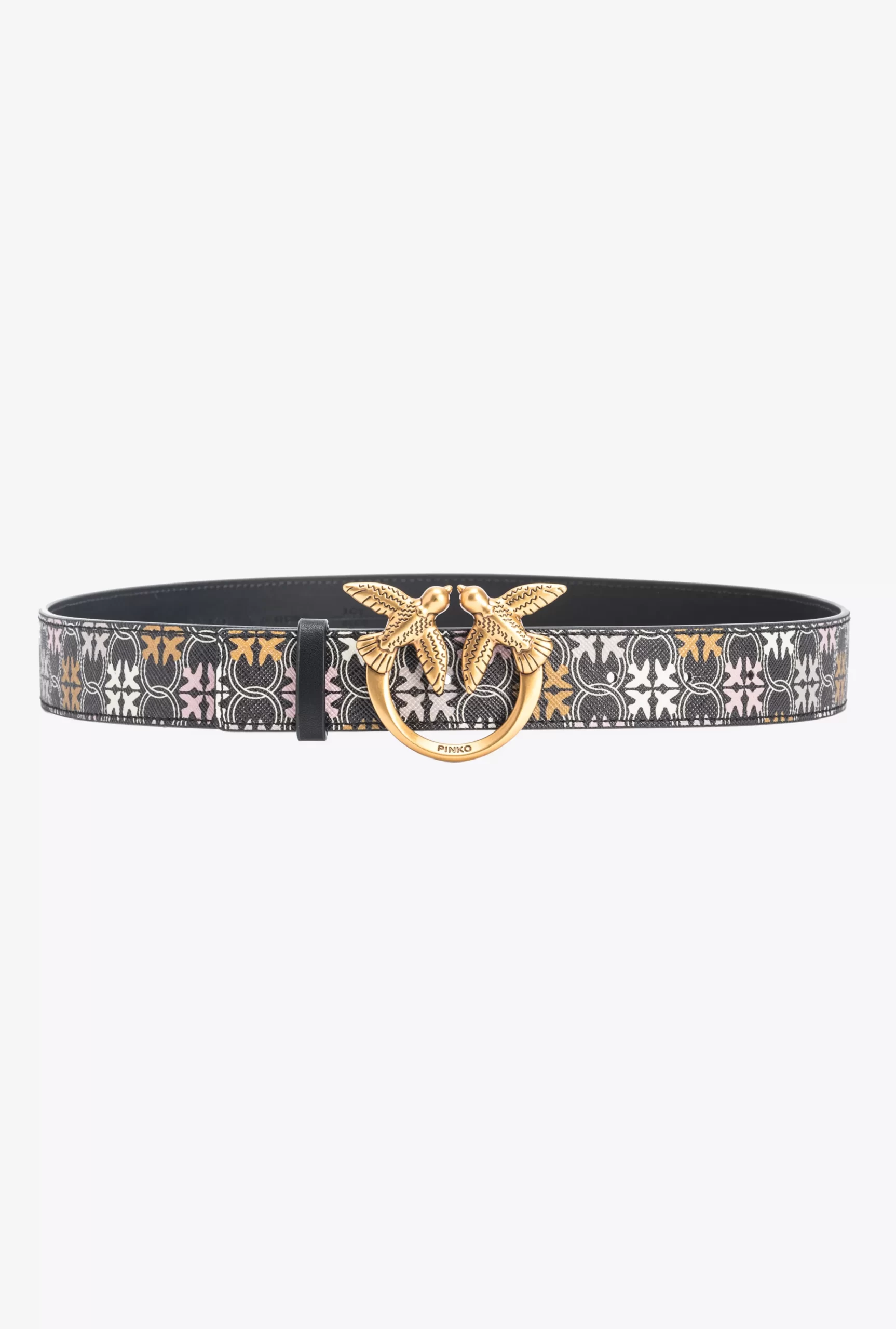 PINKO 3cm Logo-print Belt With Love Birds Buckle Store