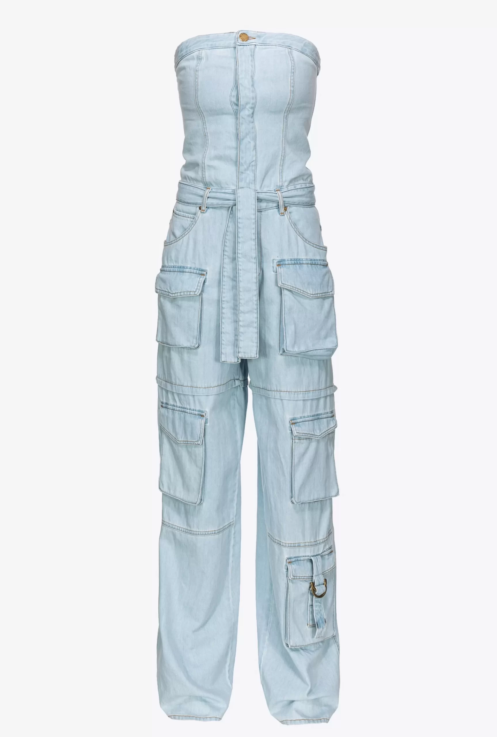 PINKO Baby Blue Denim Bustier Jumpsuit Online