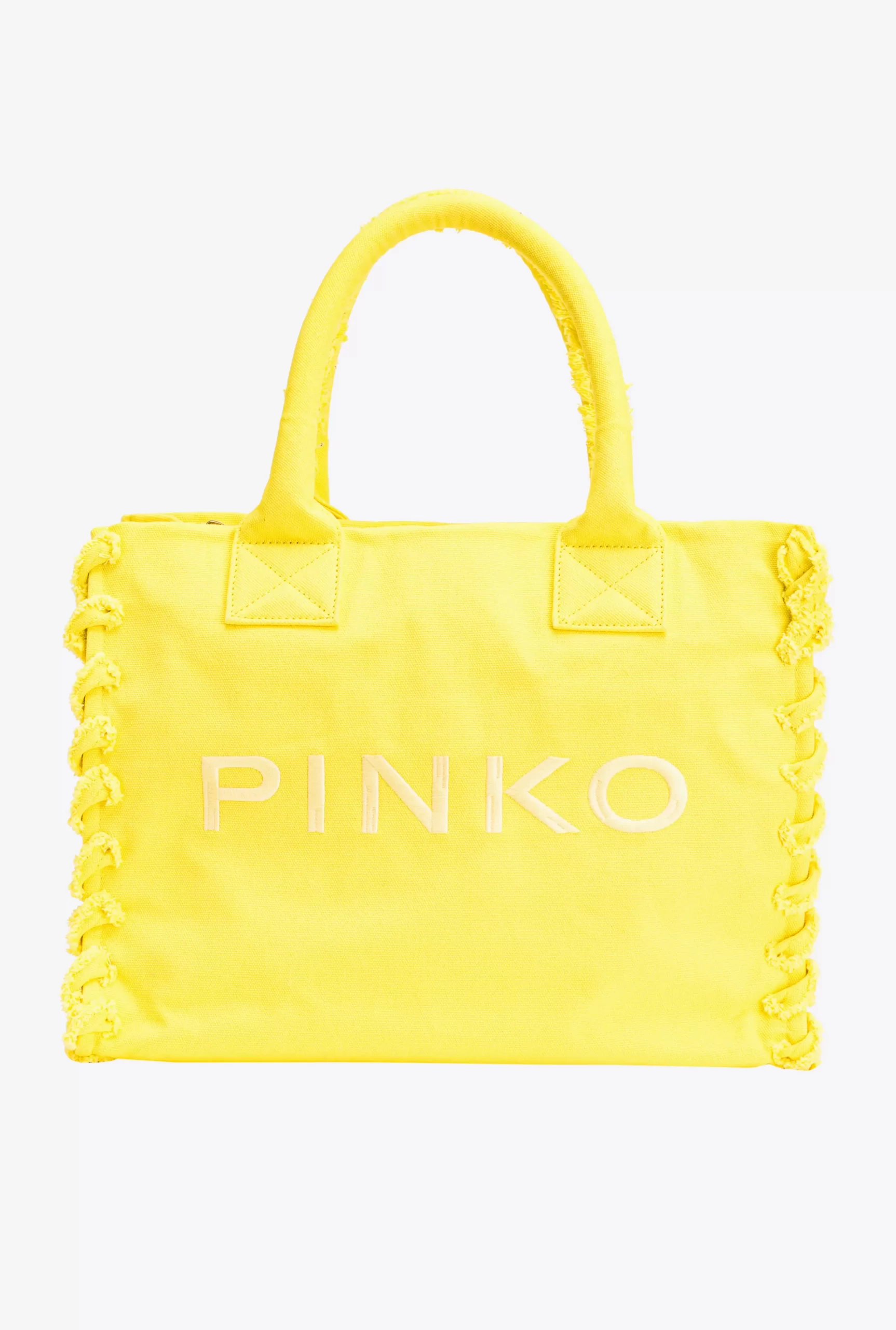 PINKO Beach Shopper In Recycled Canvas Hot