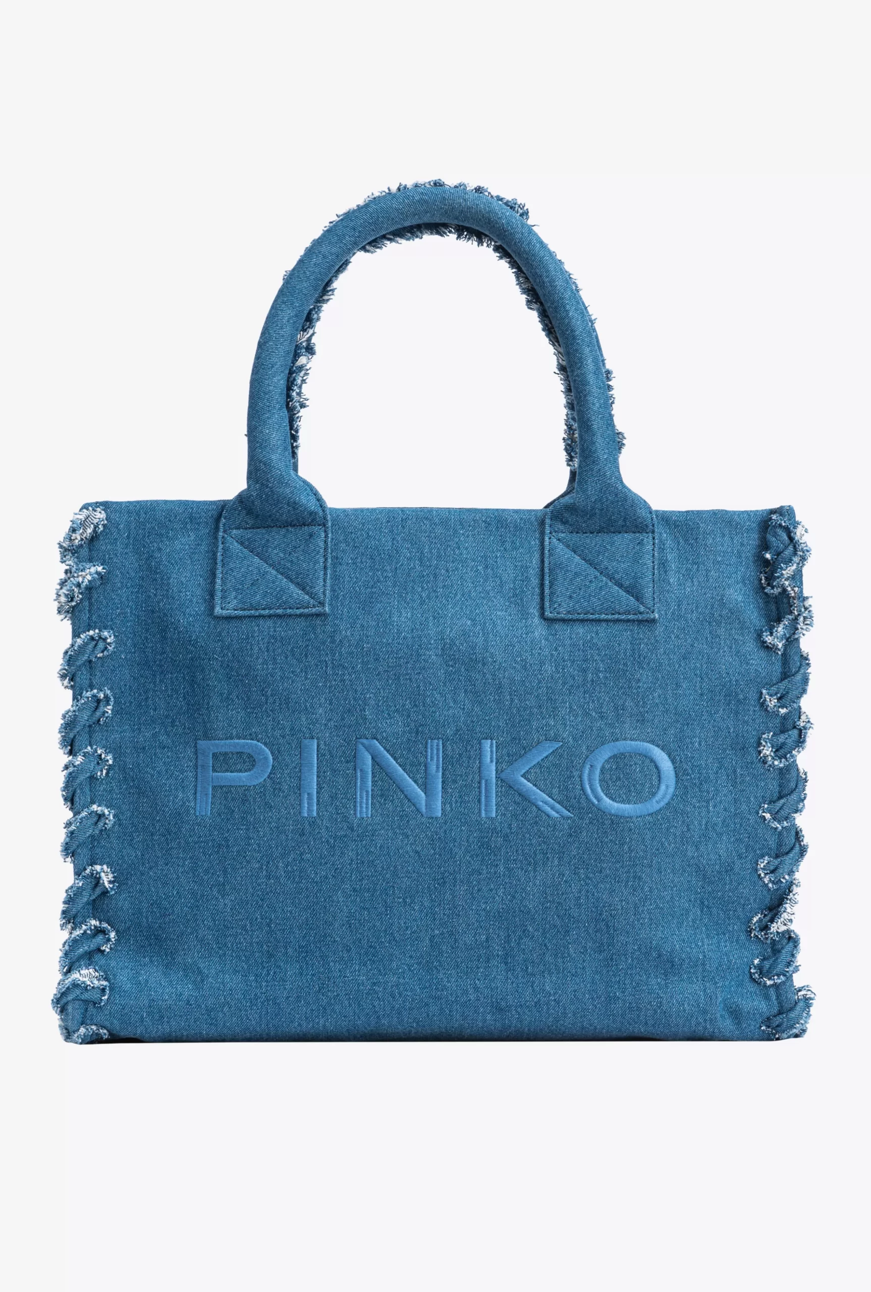 PINKO Beach Shopper In Recycled Denim Shop