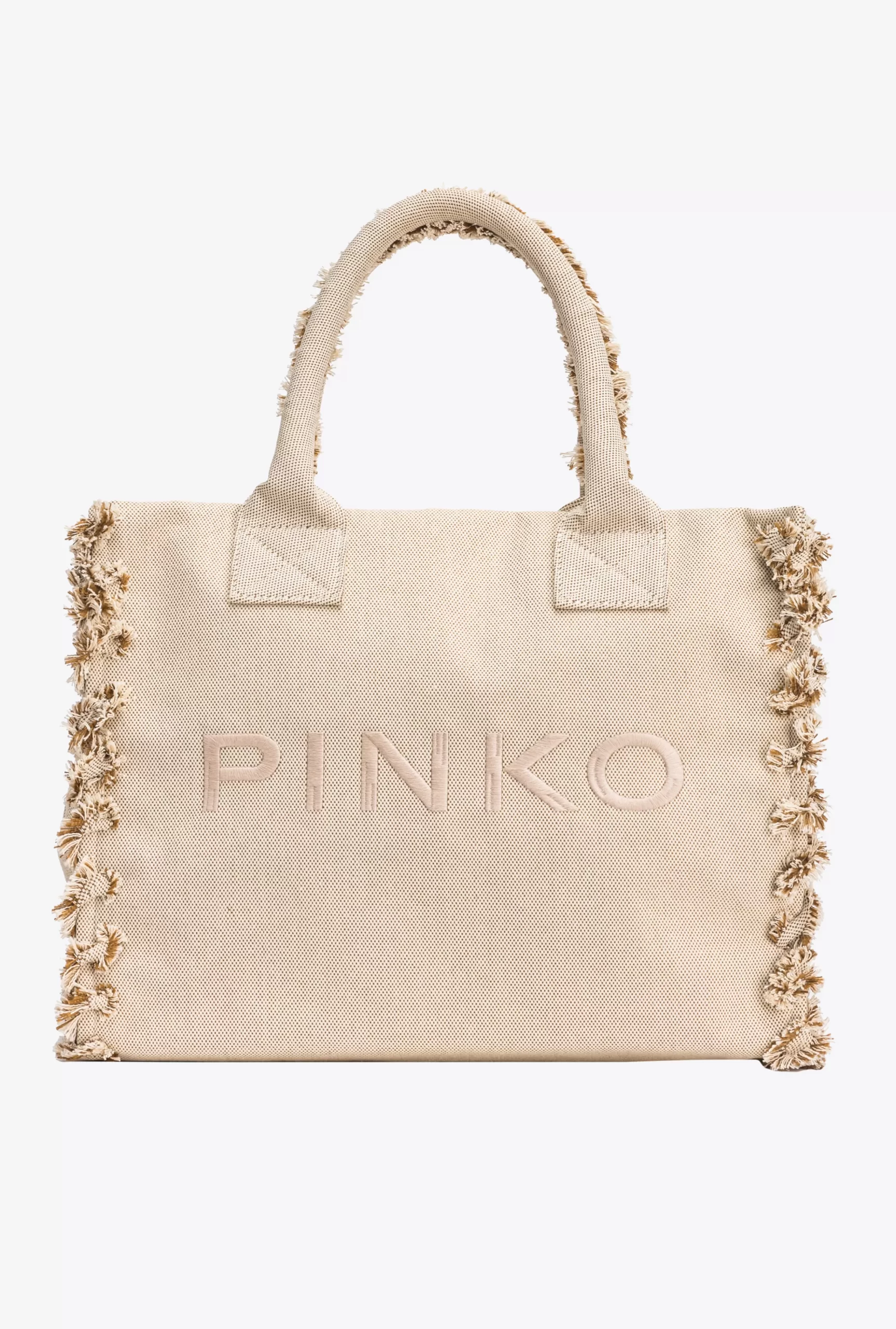 PINKO Beach Shopper In Salt-and-pepper Recycled Canvas Best Sale