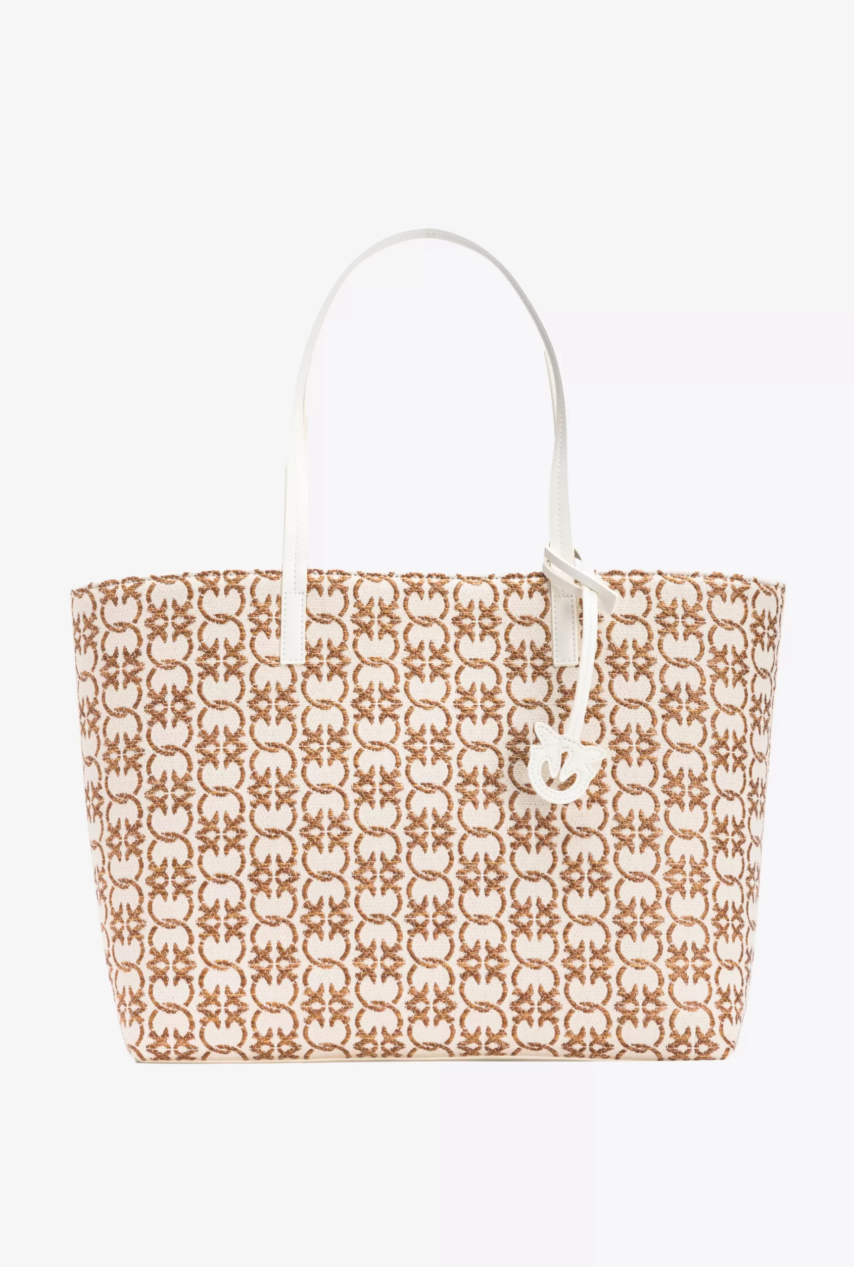 PINKO Big Shopper Bag In Monogram Raffia Store