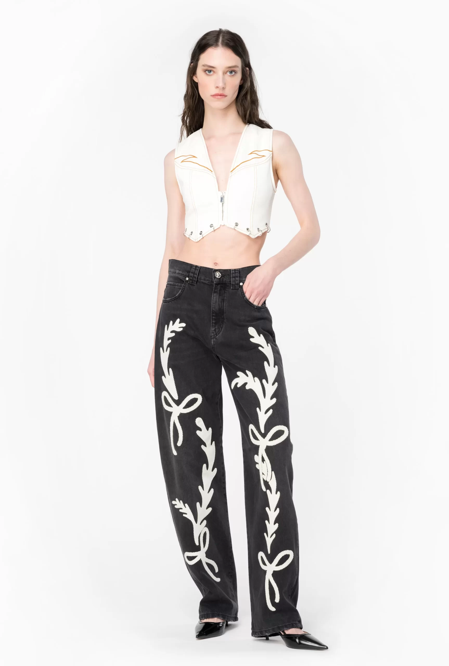 PINKO Black Egg-fit Jeans With Rodeo Embroidery Shop