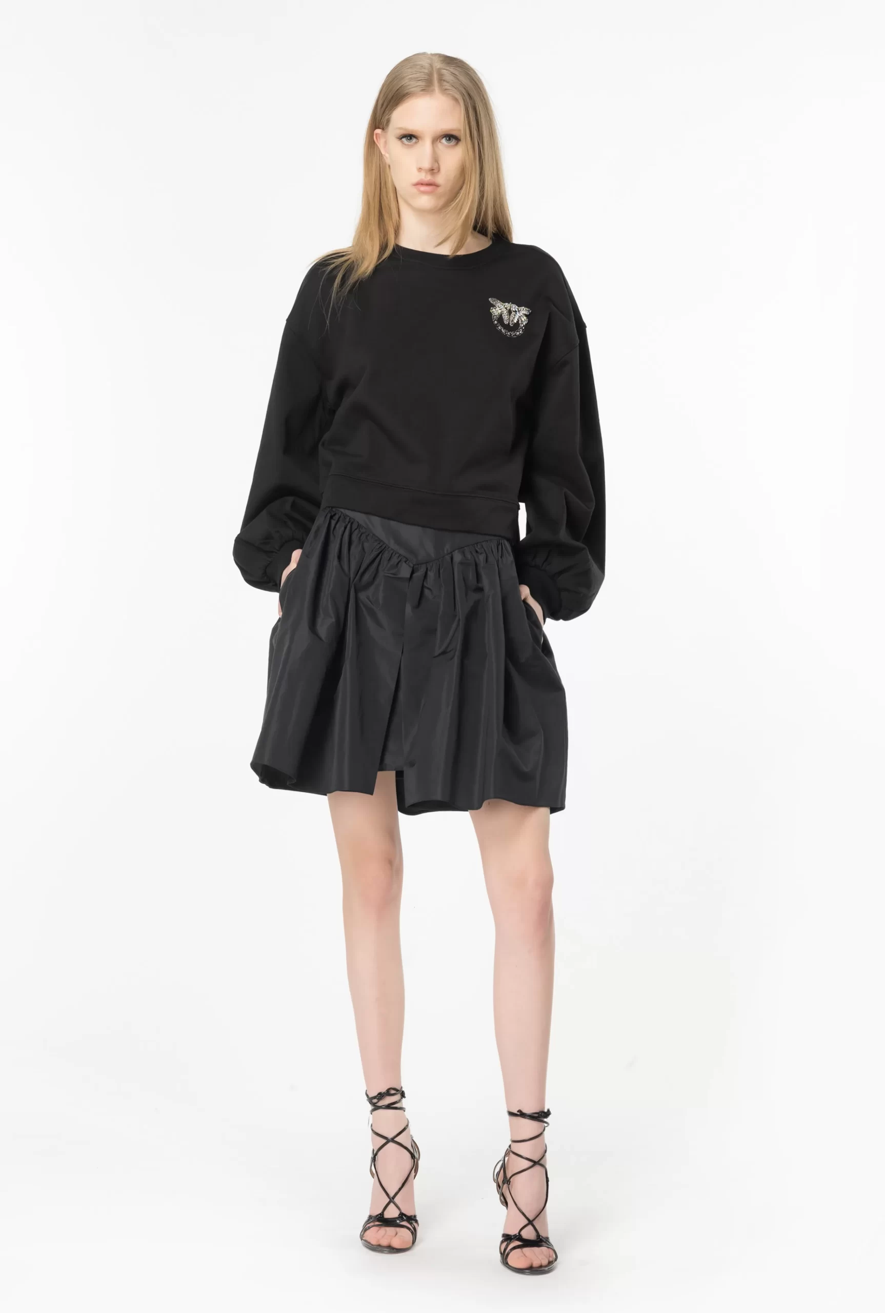 PINKO Boxy Sweatshirt With Love Birds Embroidery Discount