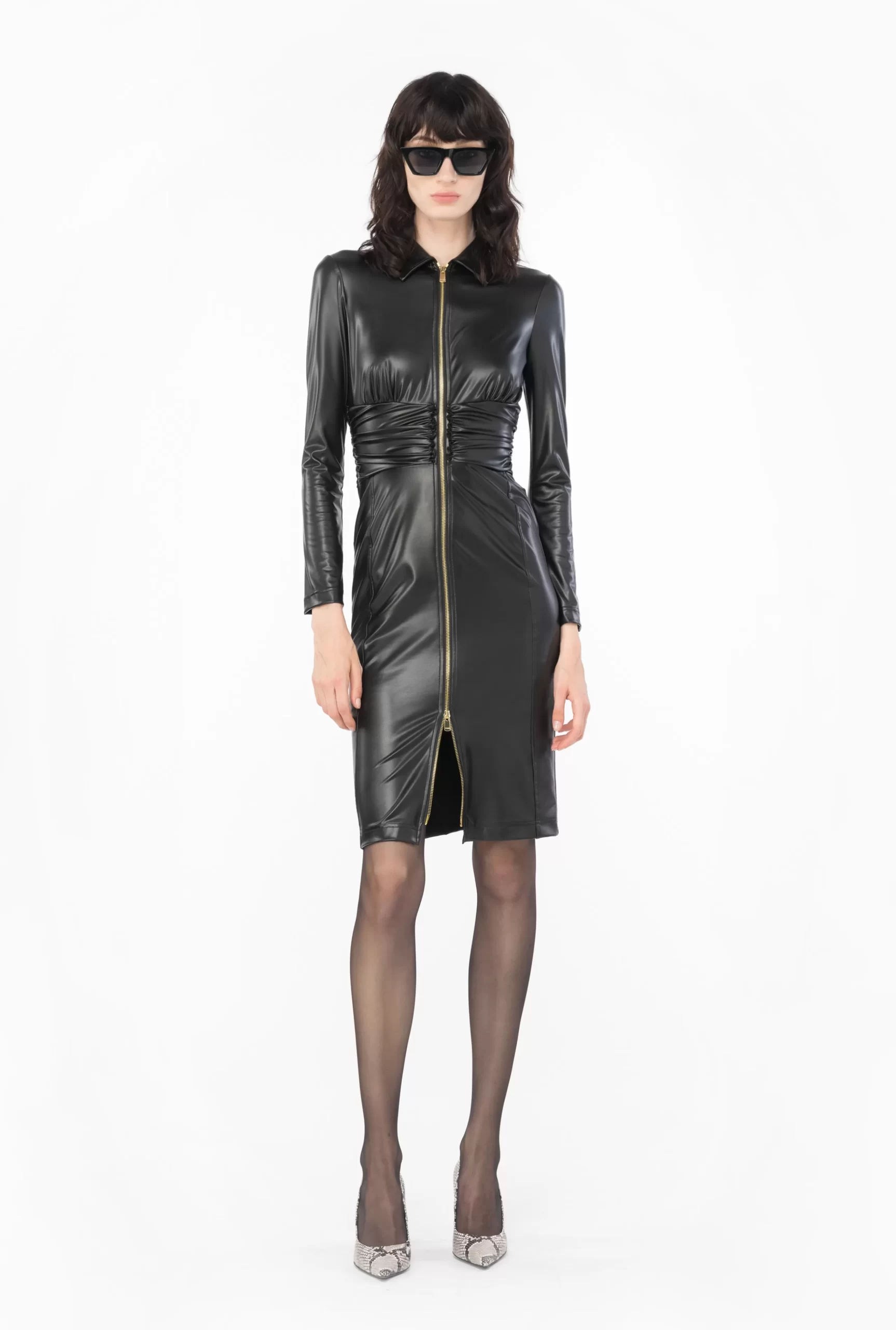 PINKO Calf-length Leather-effect Dress Clearance