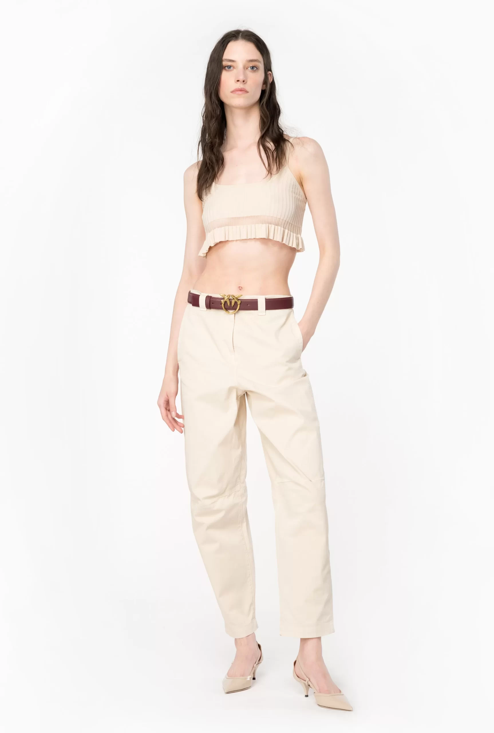 PINKO Cavalry Fabric Carrot Trousers Outlet