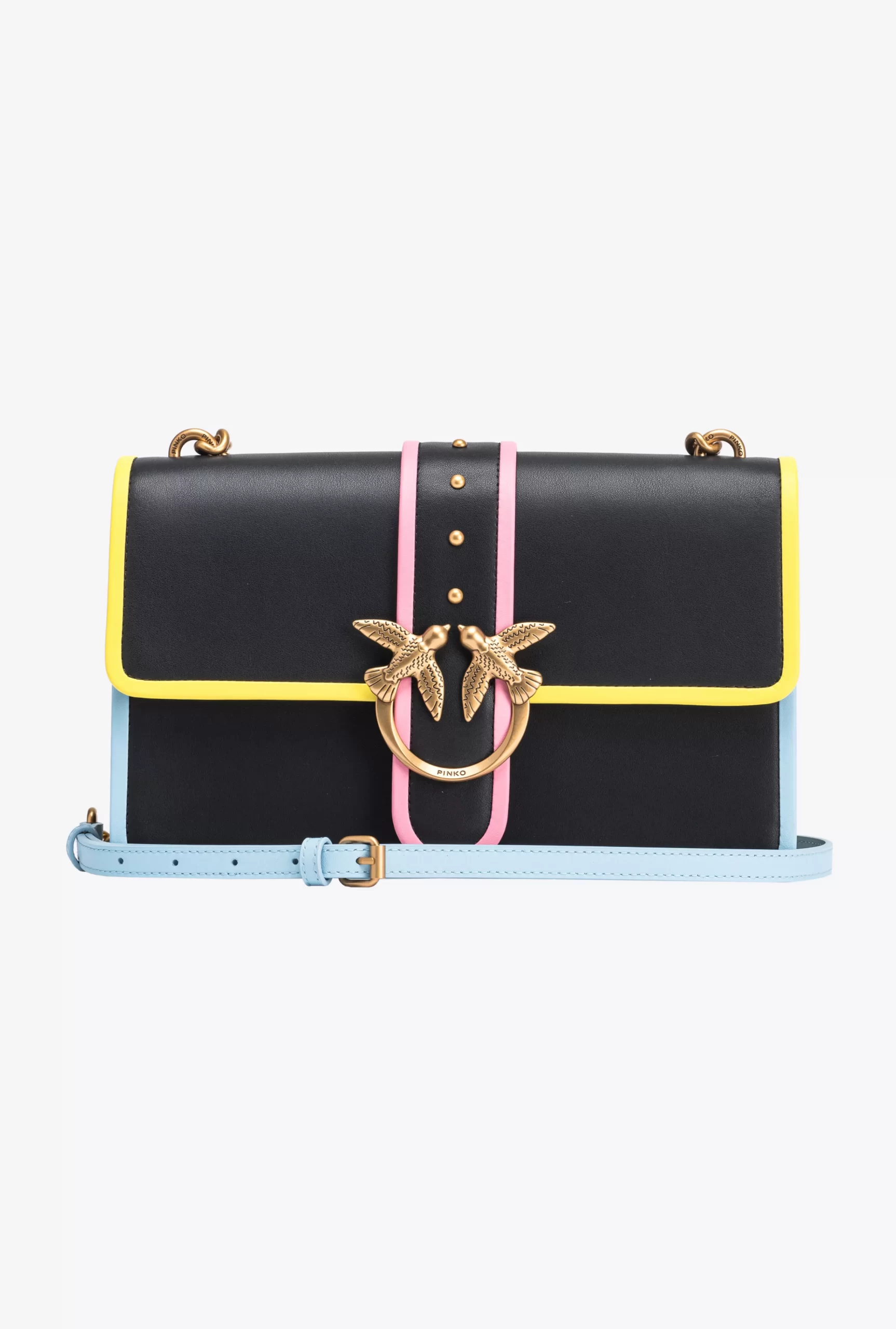 PINKO Classic Love Bag One In Leather With Multicoloured Edging Online