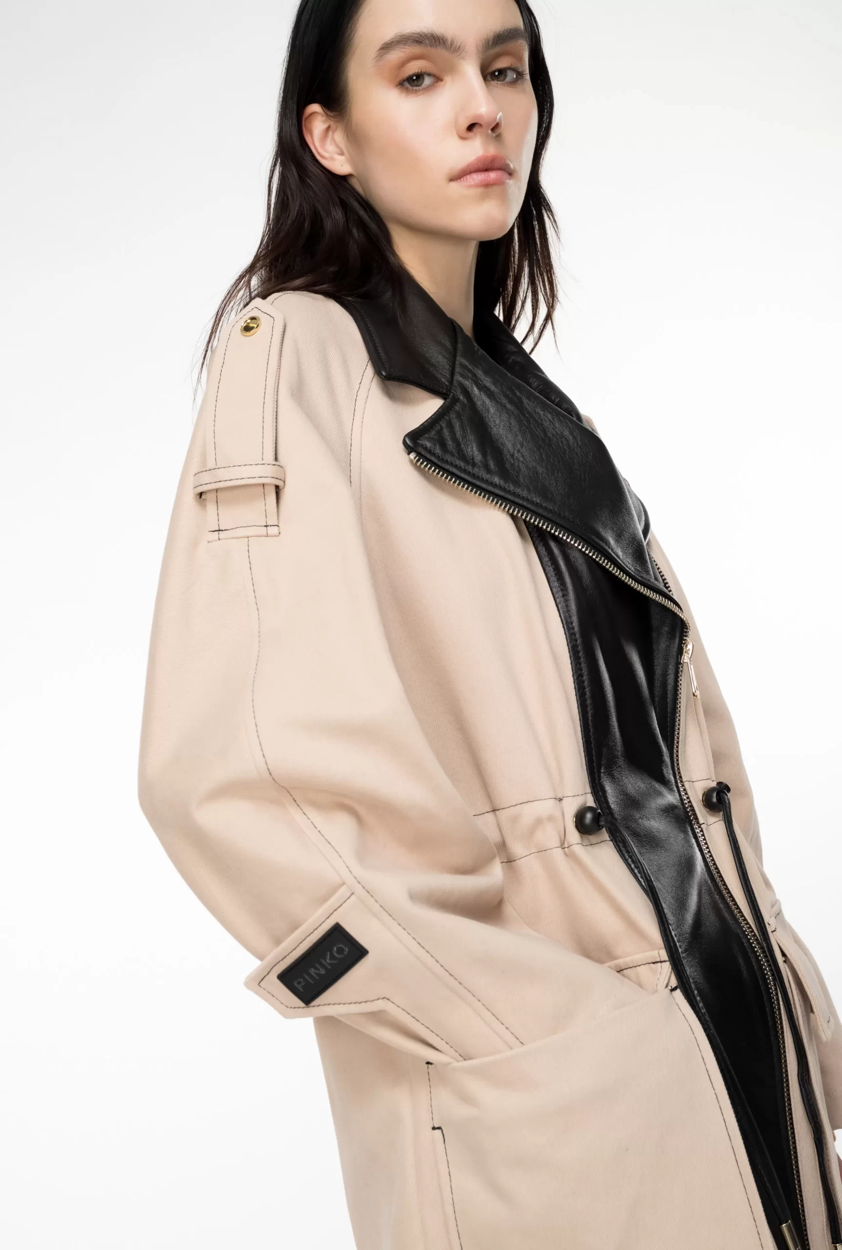 PINKO Cotton And Leather Parka Best Sale