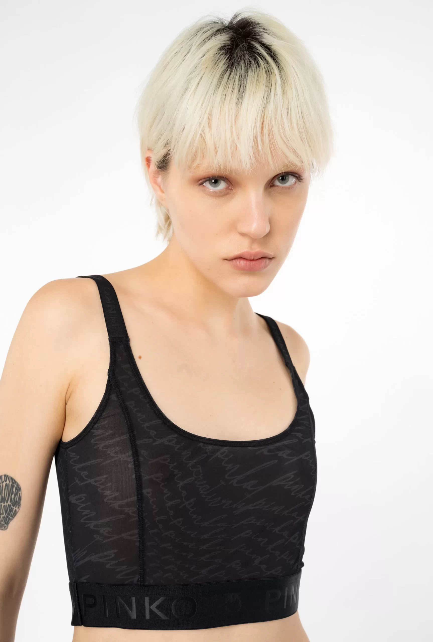 PINKO Crop Top With Fluid Logo Fashion