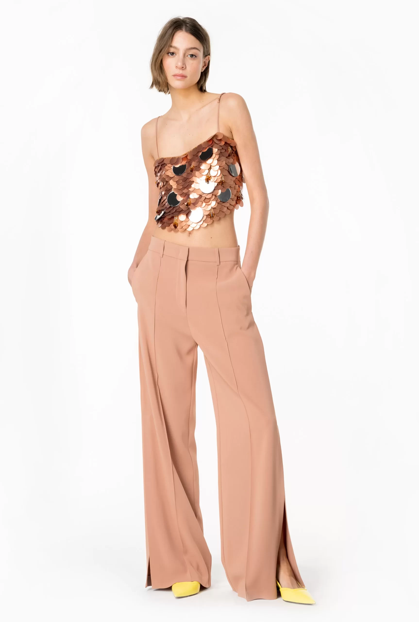 PINKO Crop Top With Large Sequins And Mirrors Store