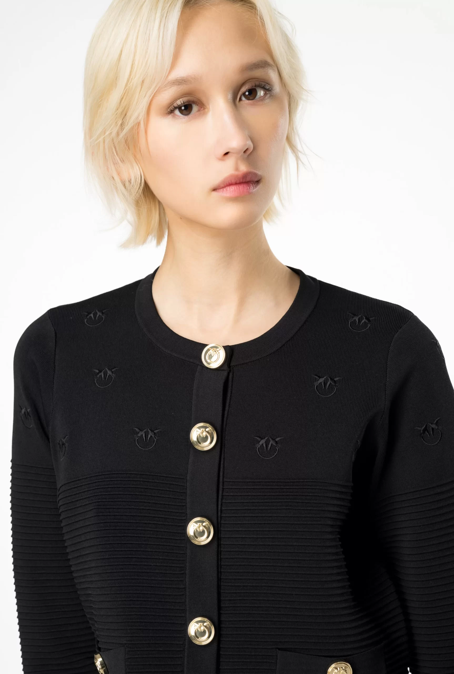 PINKO Cropped Jacquard Love Birds Cardigan Flash Sale