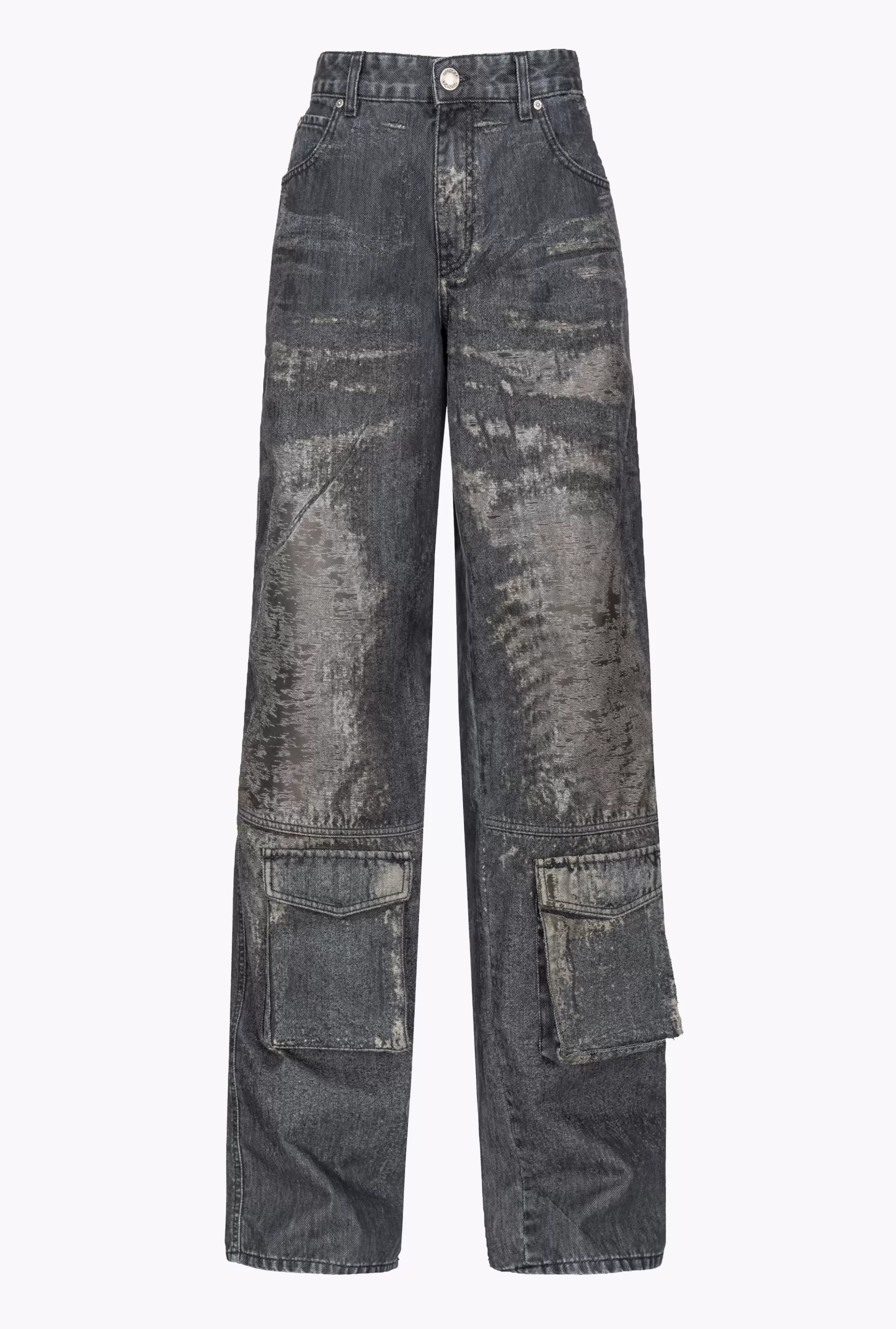 PINKO Devoré Denim Cargo Jeans Discount