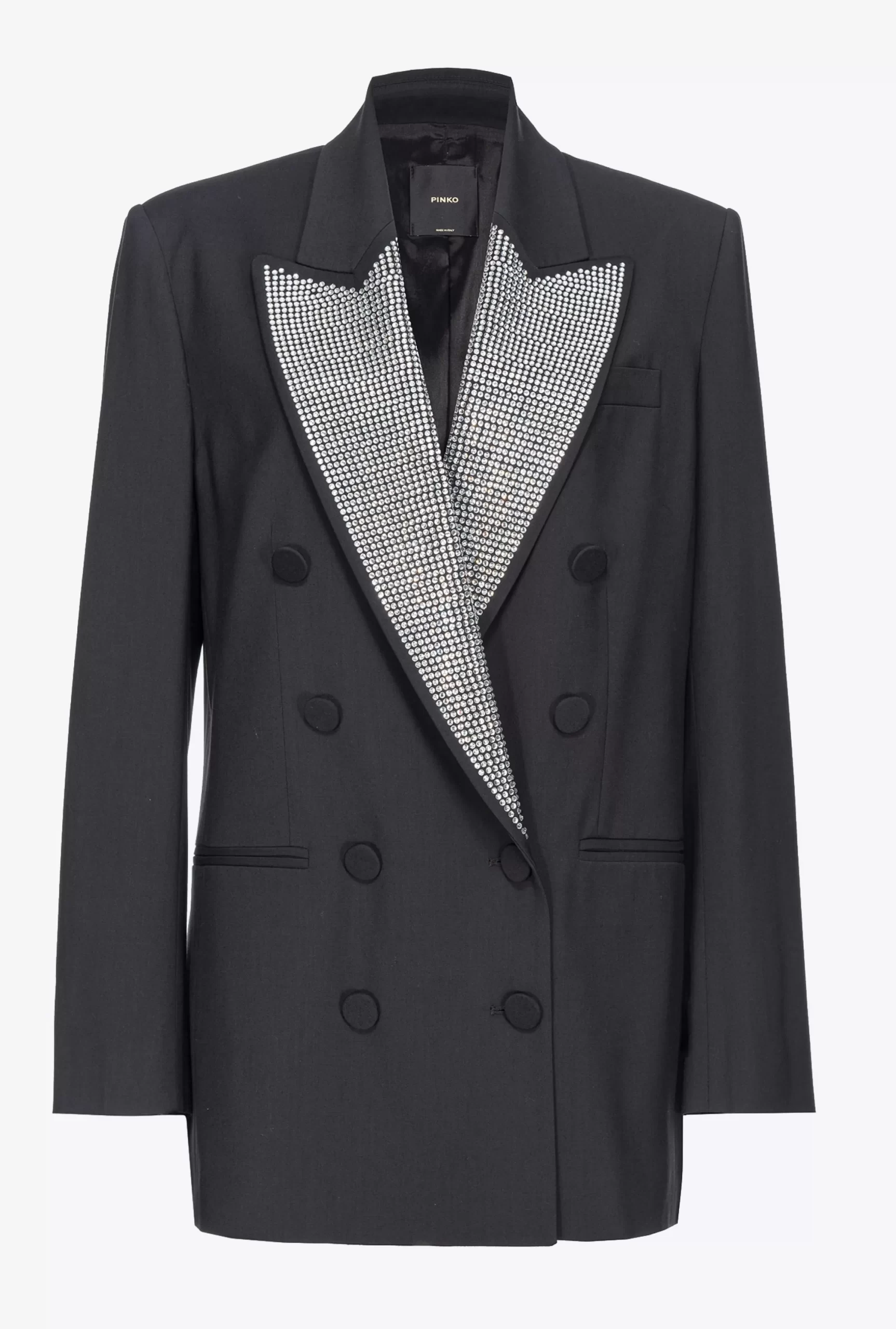 PINKO Double-breasted Blazer With Rhinestoned Lapels Best