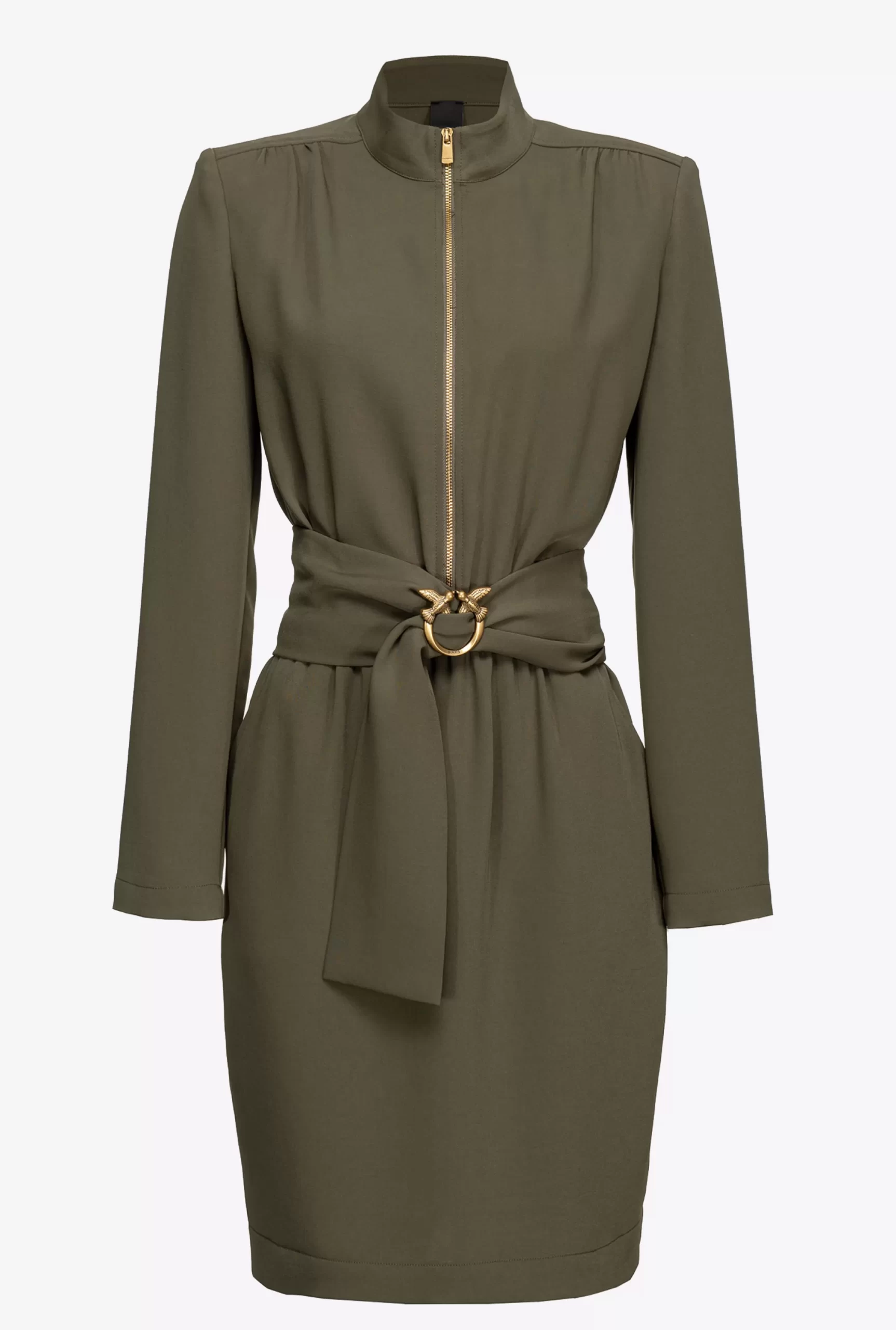 PINKO Dress With Love Birds Belt And Zip Best Sale