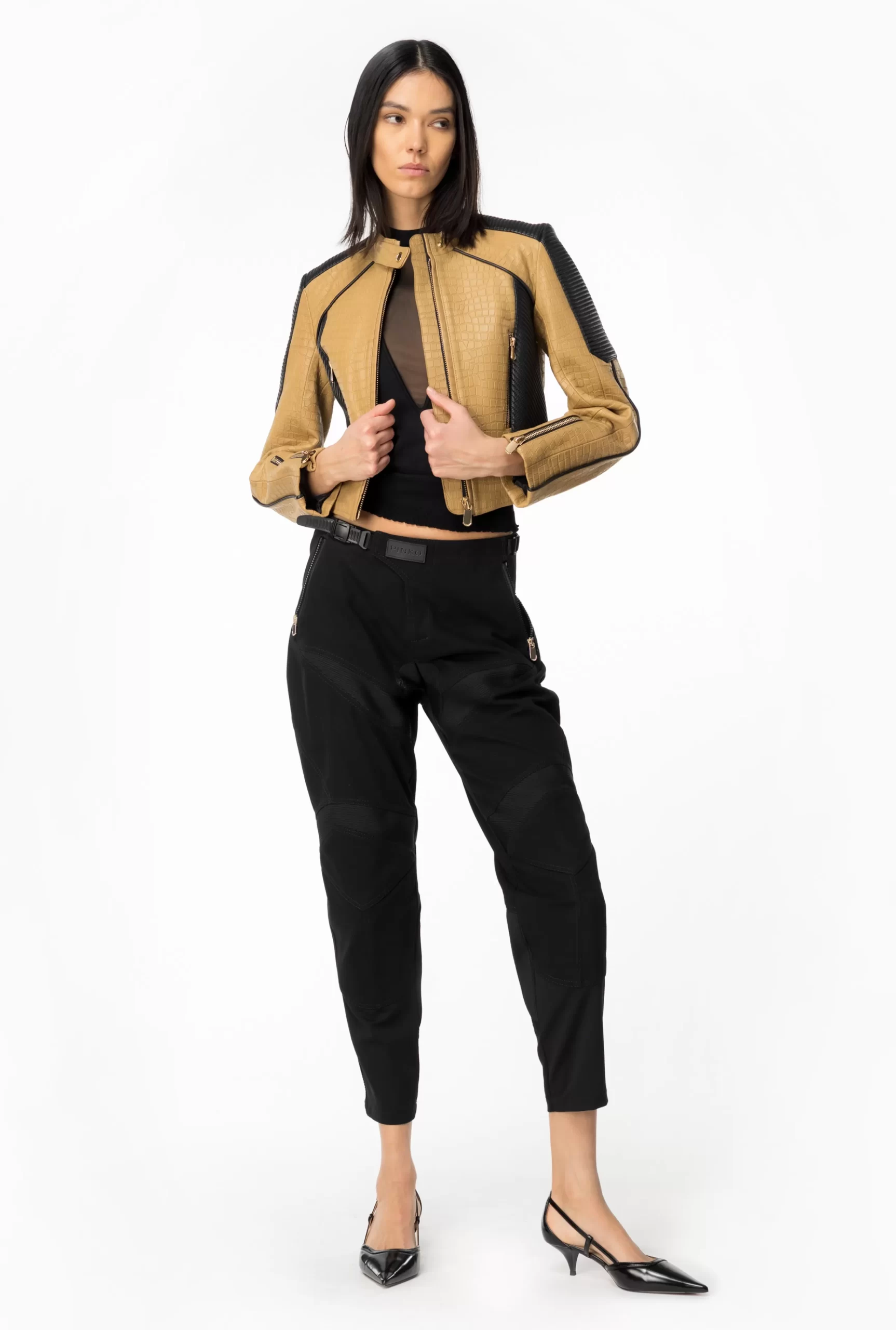 PINKO Dual-fabric Biker Trousers Hot