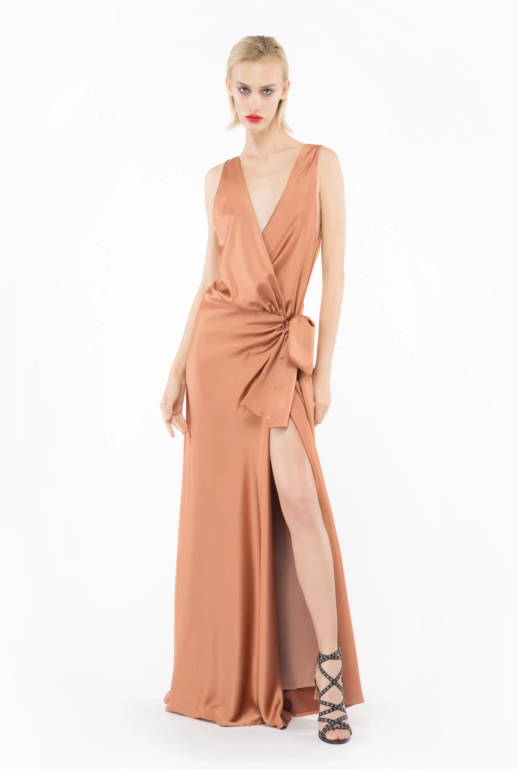 PINKO Elegant Hammered Satin Dress Cheap