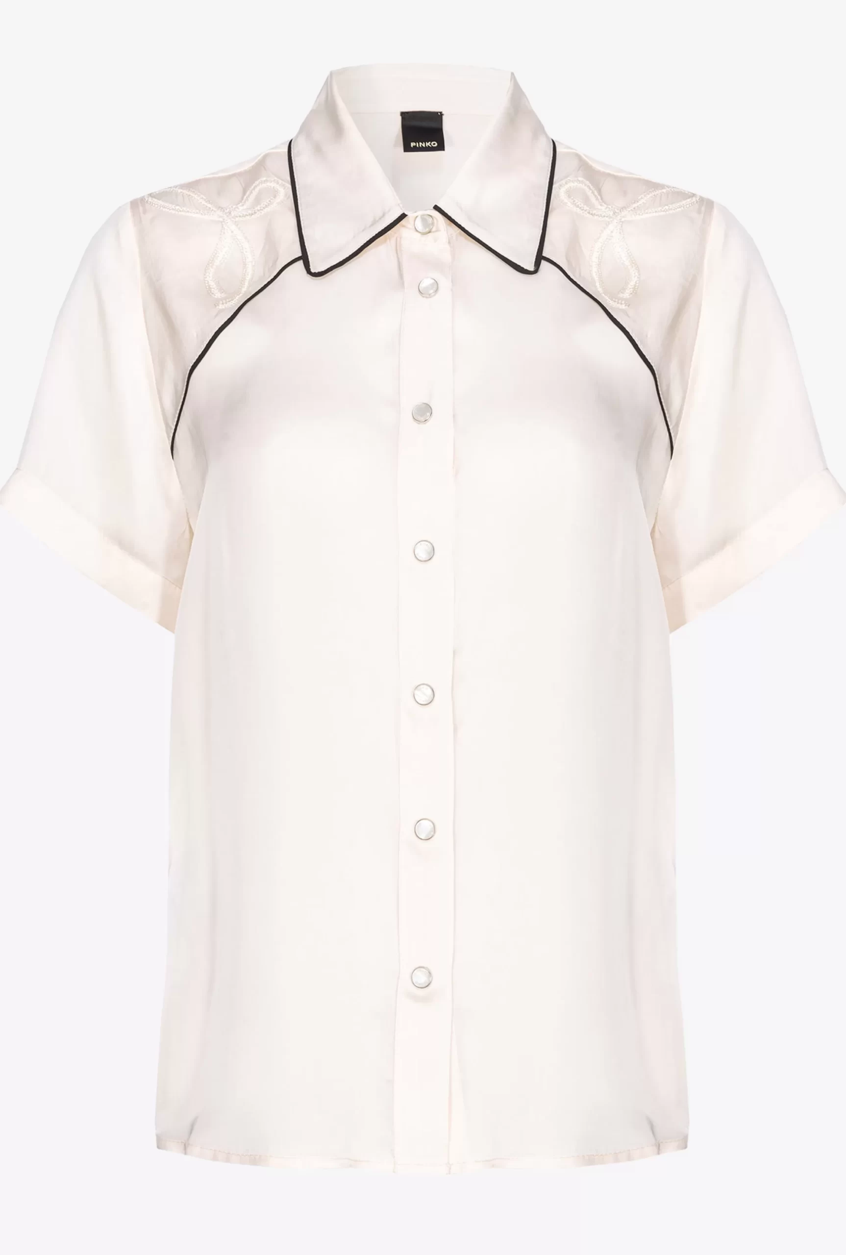 PINKO Embroidered Satin Short-sleeved Shirt Shop