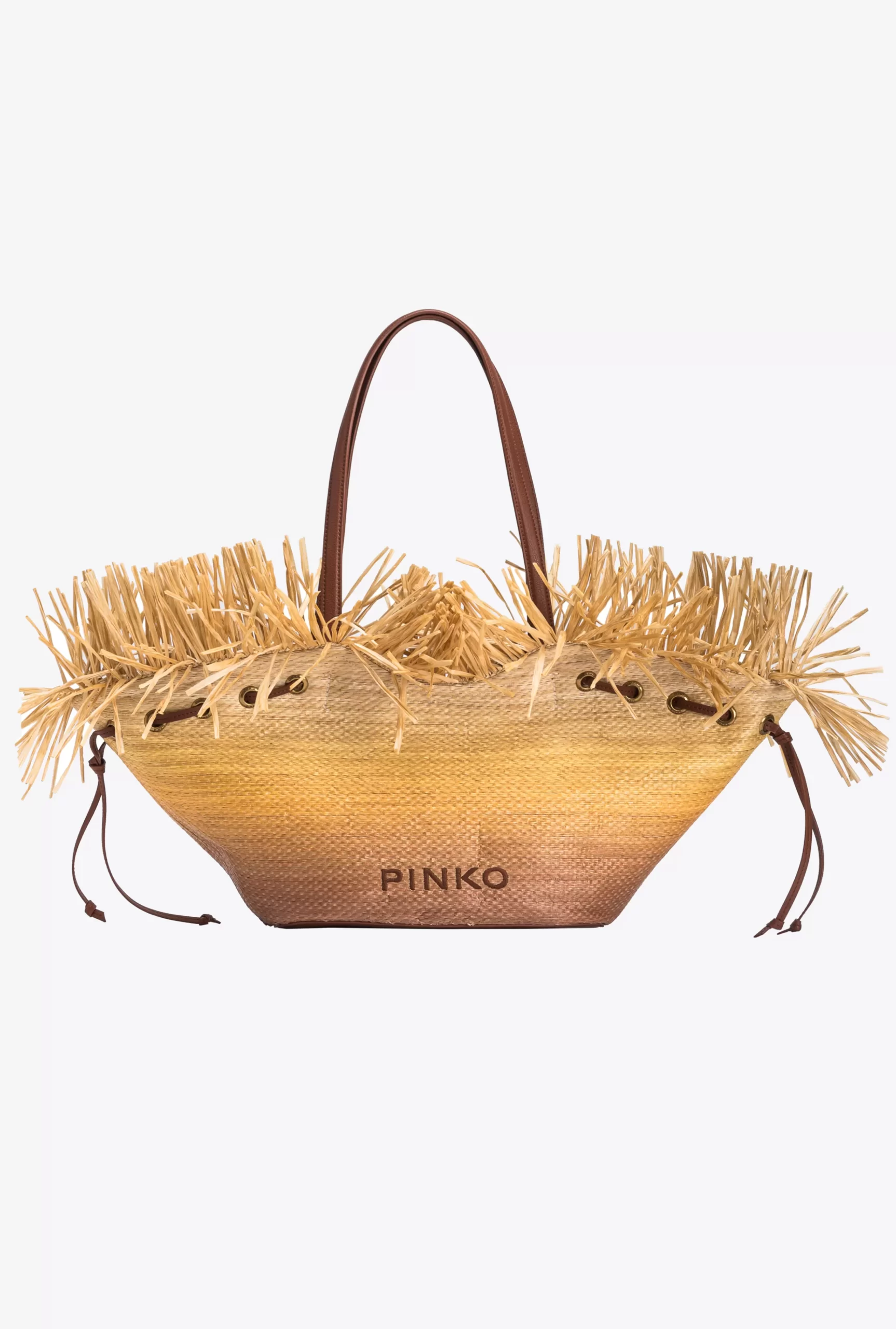 PINKO Extra Pagoda Shopper Bag In Faded Raffia Best