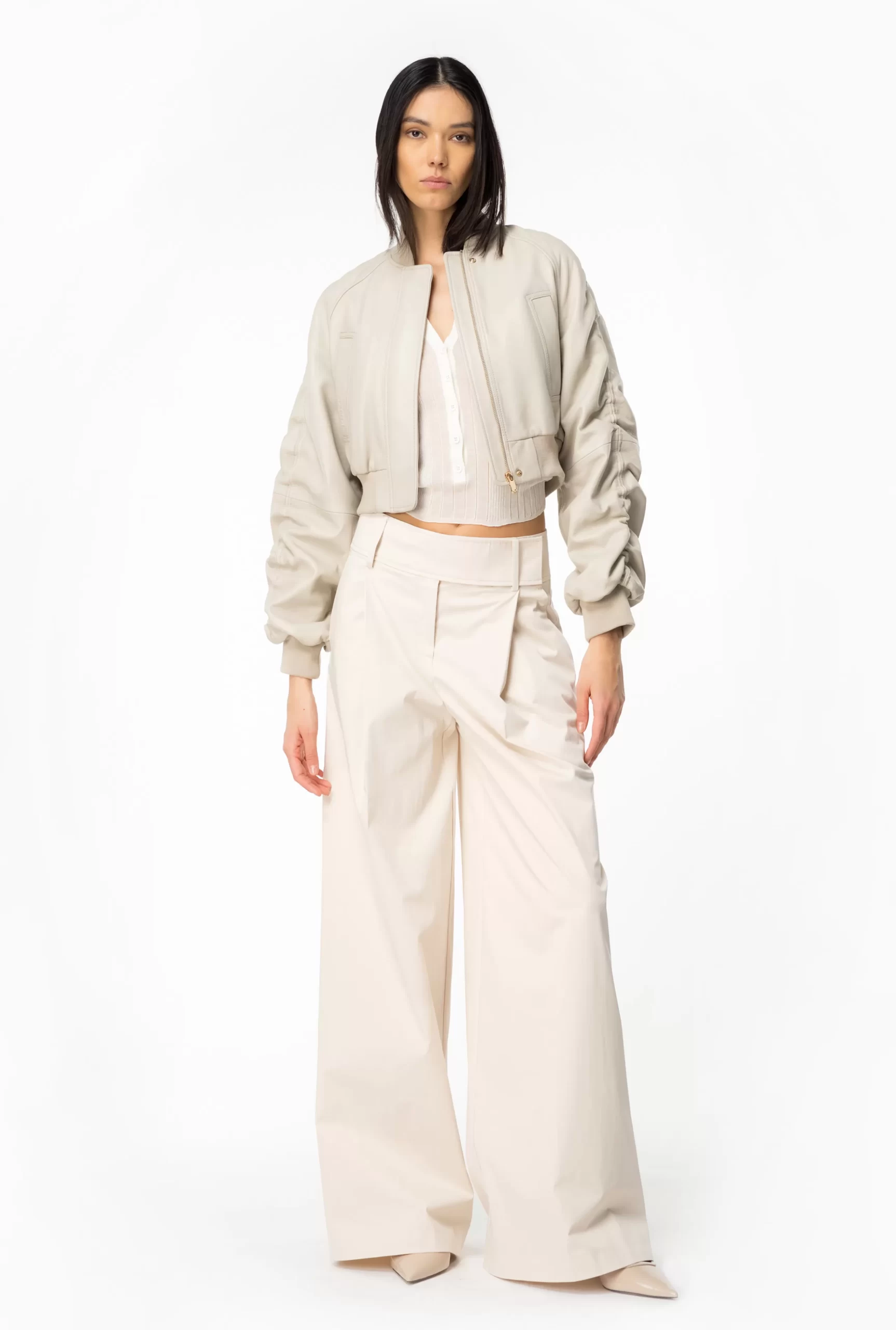 PINKO Extra-wide Trousers In Technical Satin Store