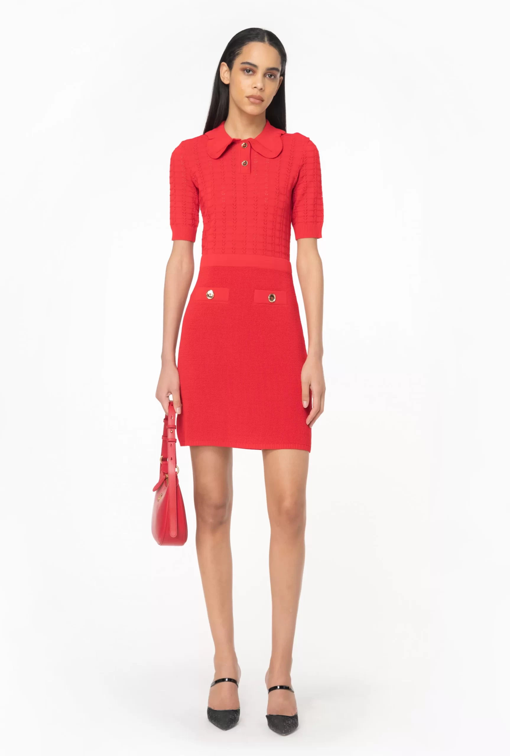 PINKO Fan-stitched Knit Mini Dress Flash Sale