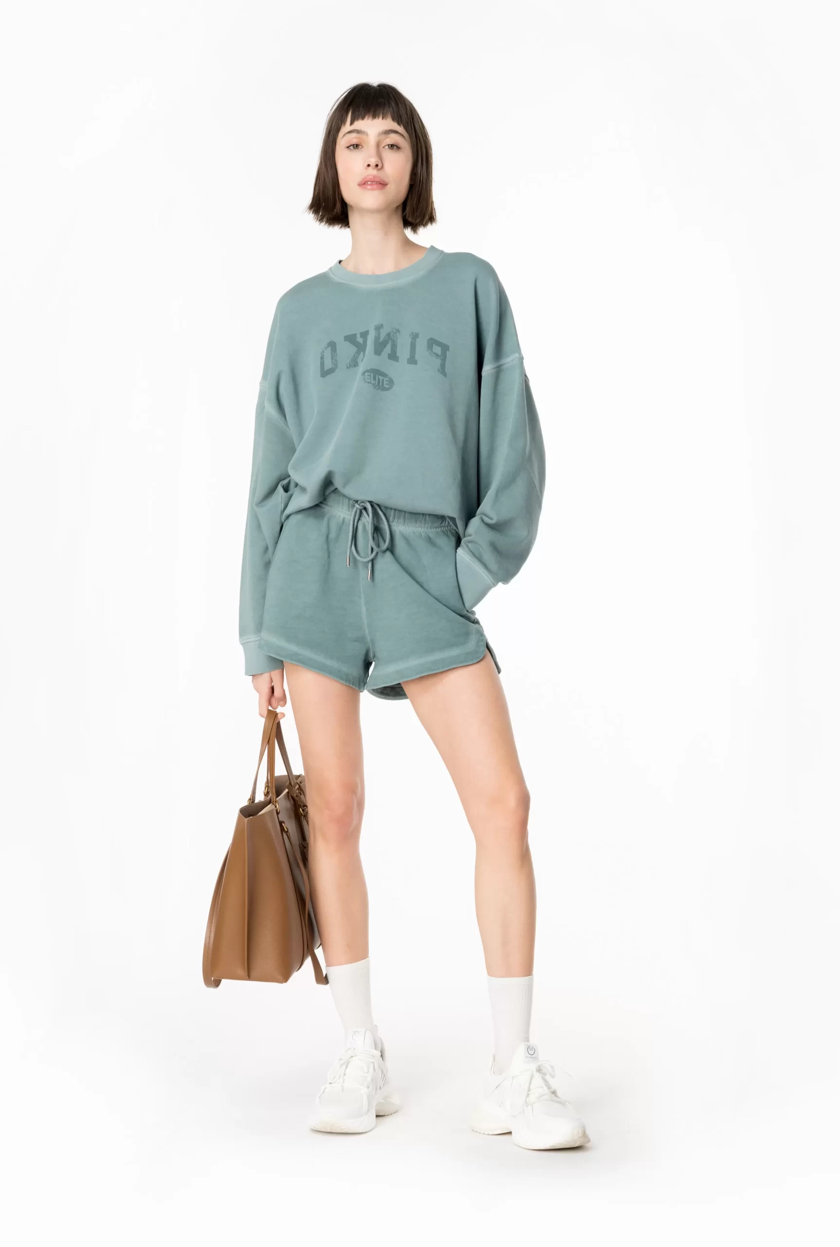 PINKO Fleece Shorts With Logo Print Store