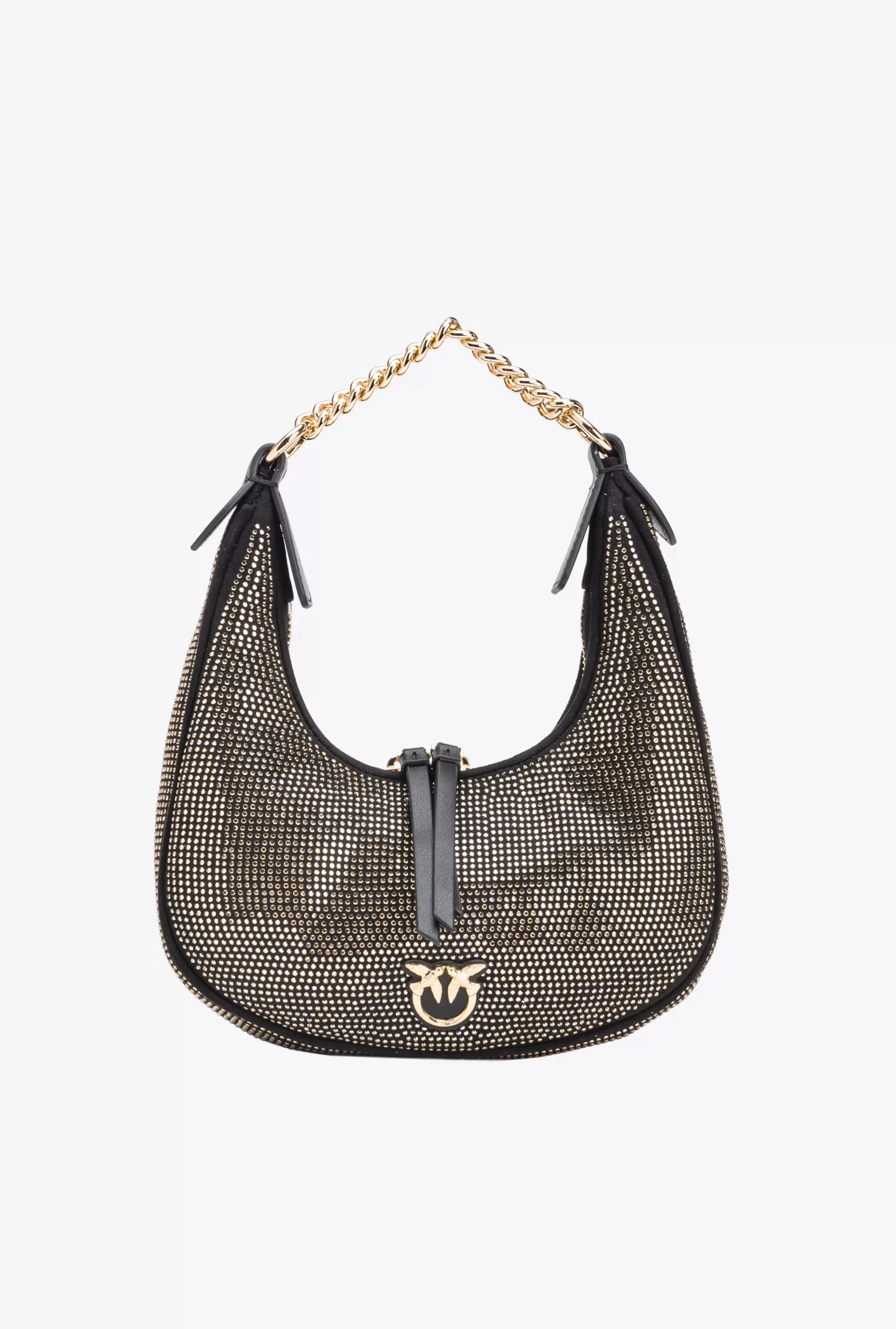 PINKO Fully Rhinestoned Mini Brioche Bag Hobo Hot