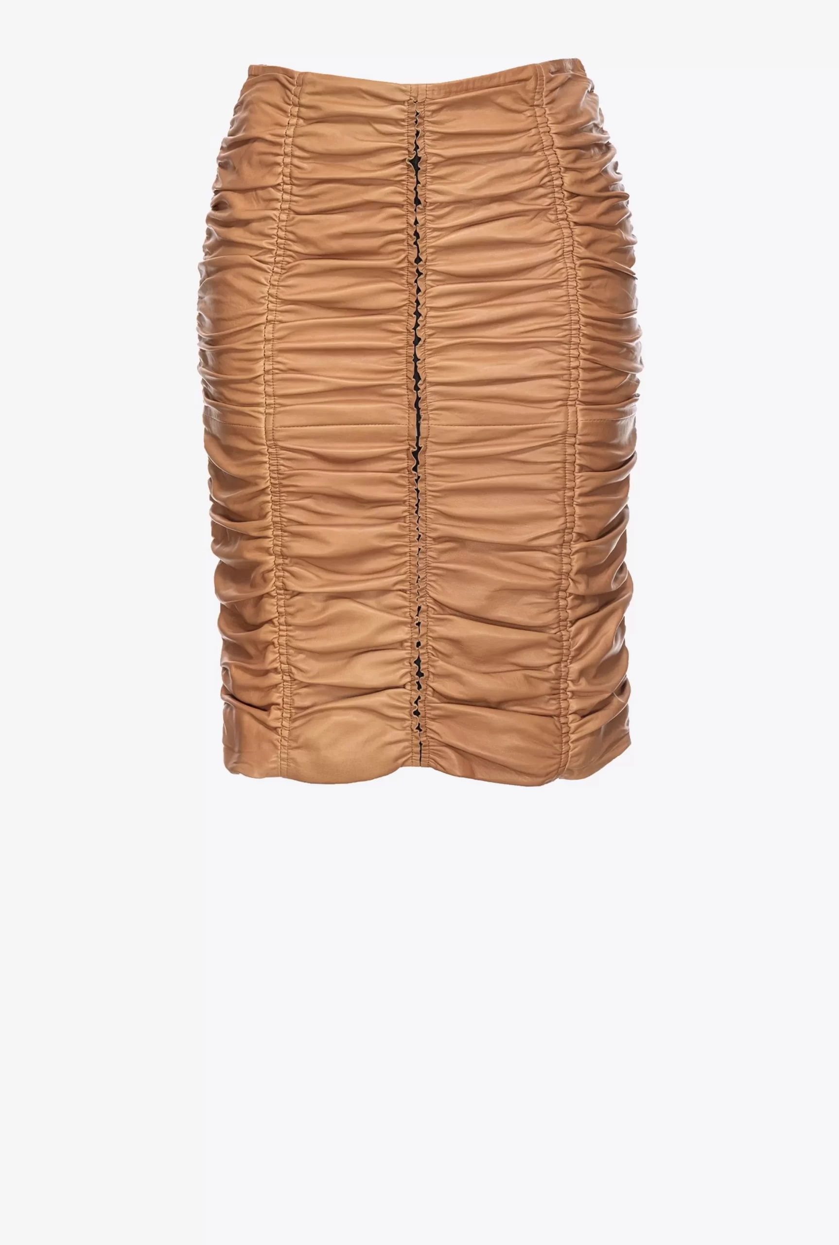 PINKO Gathered Nappa Leather Calf-length Skirt Flash Sale