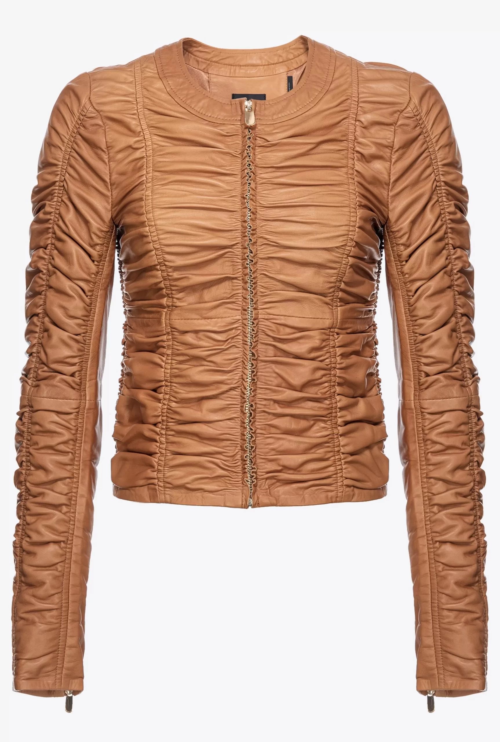 PINKO Gathered Nappa Leather Jacket Store