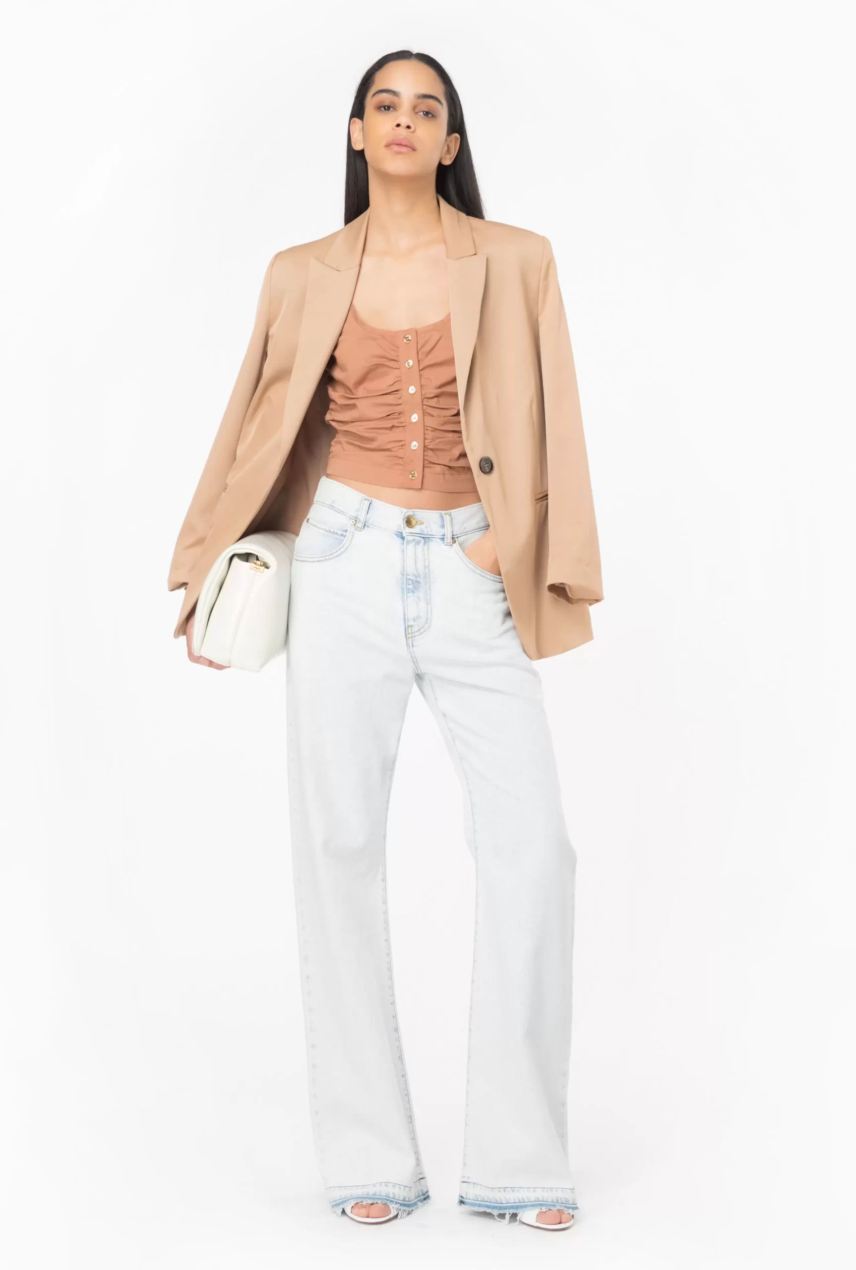 PINKO Gathered Stretch Poplin Top Flash Sale