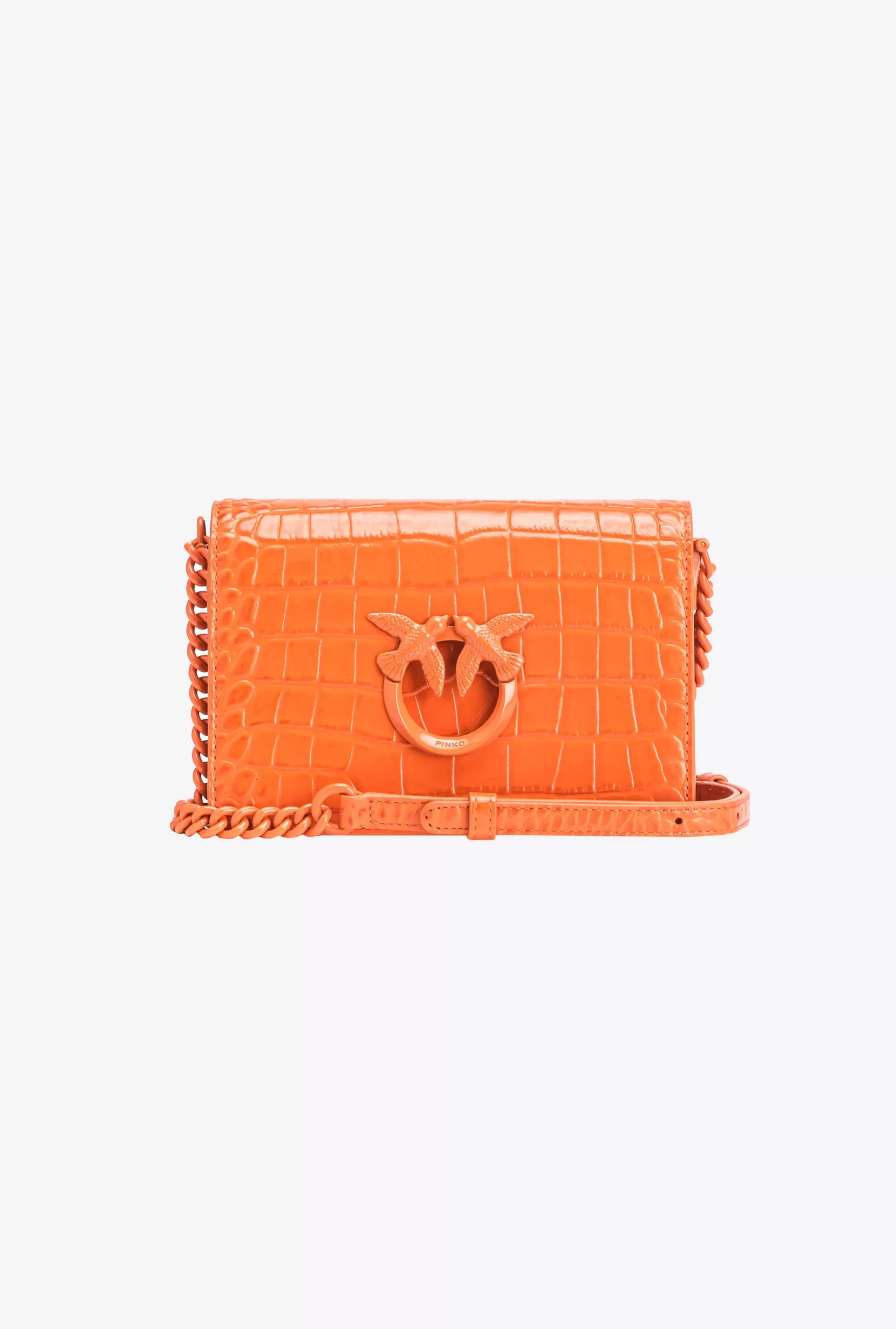 PINKO Glossy Crocodile-print Mini Love Bag Click Cheap