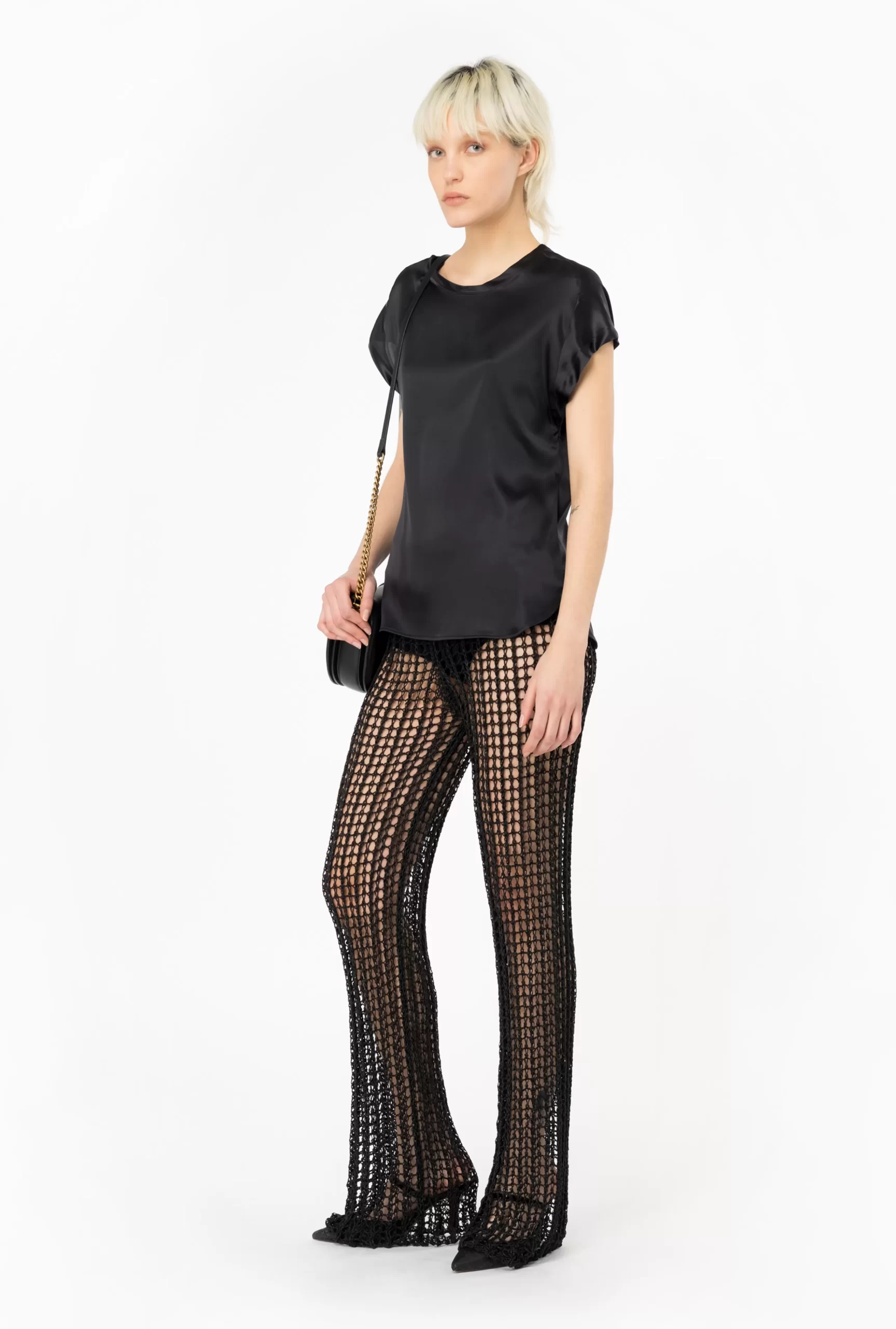 PINKO Glossy-thread Mesh Trousers Fashion