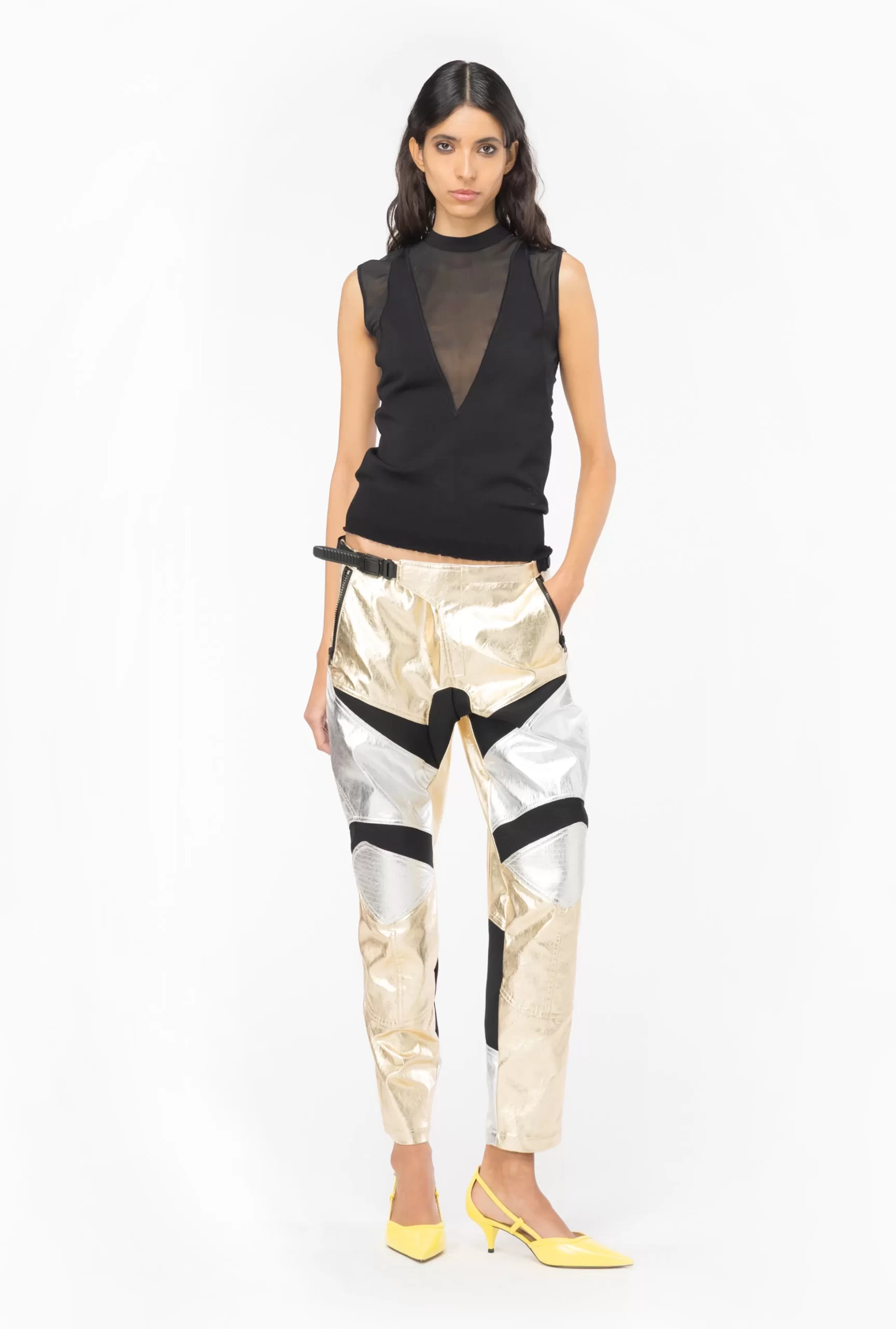 PINKO Laminated Biker Trousers Fashion