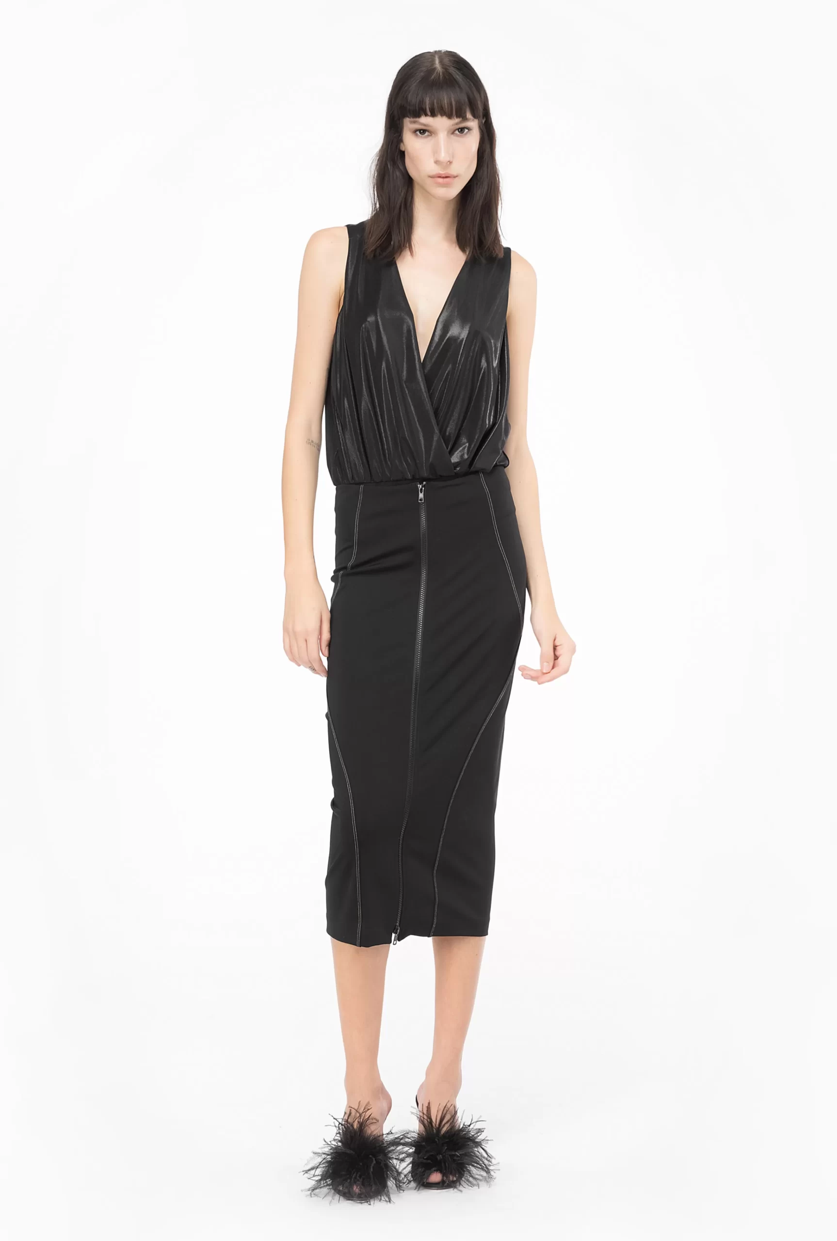 PINKO Laminated Jersey Bodysuit Flash Sale