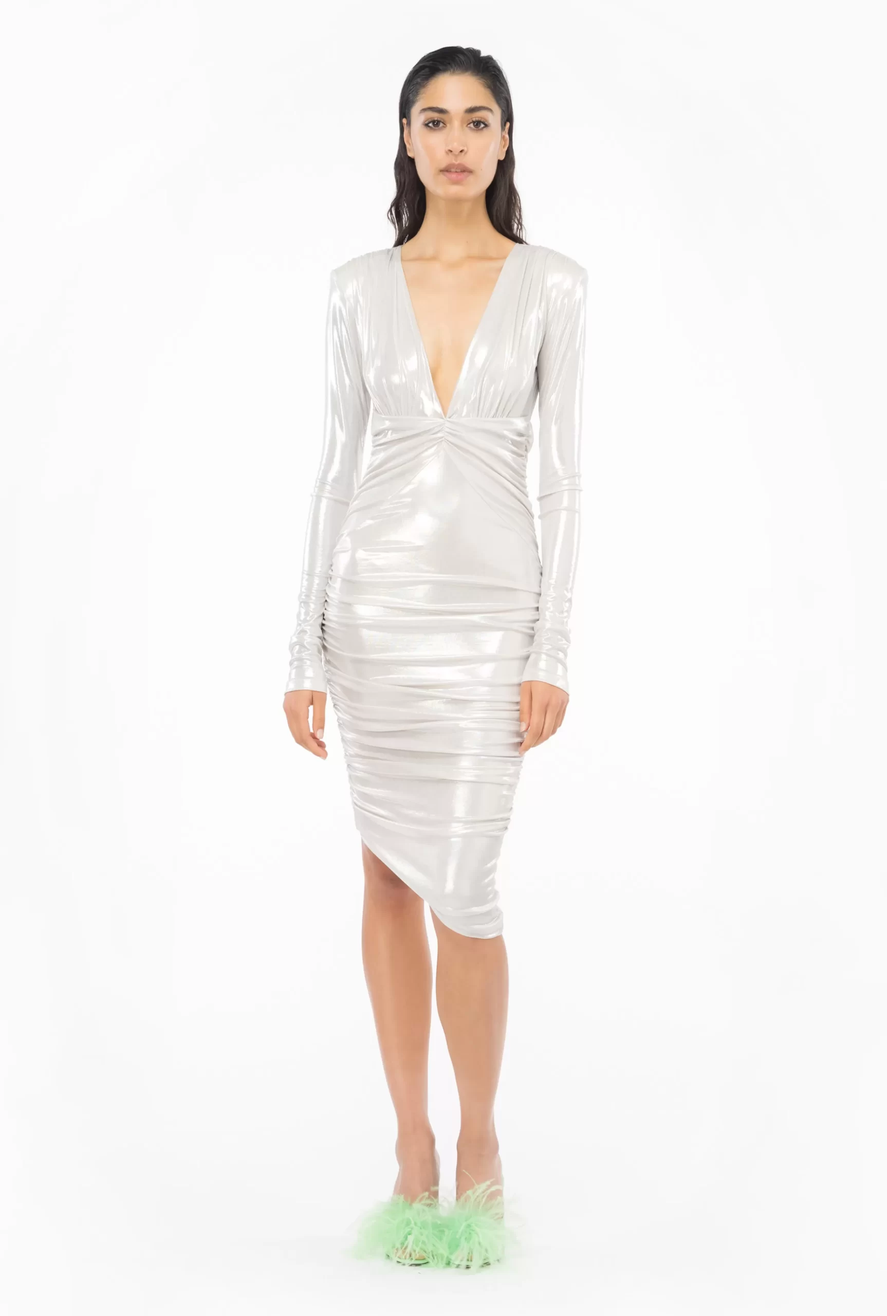 PINKO Laminated Jersey Calf-length Dress Hot