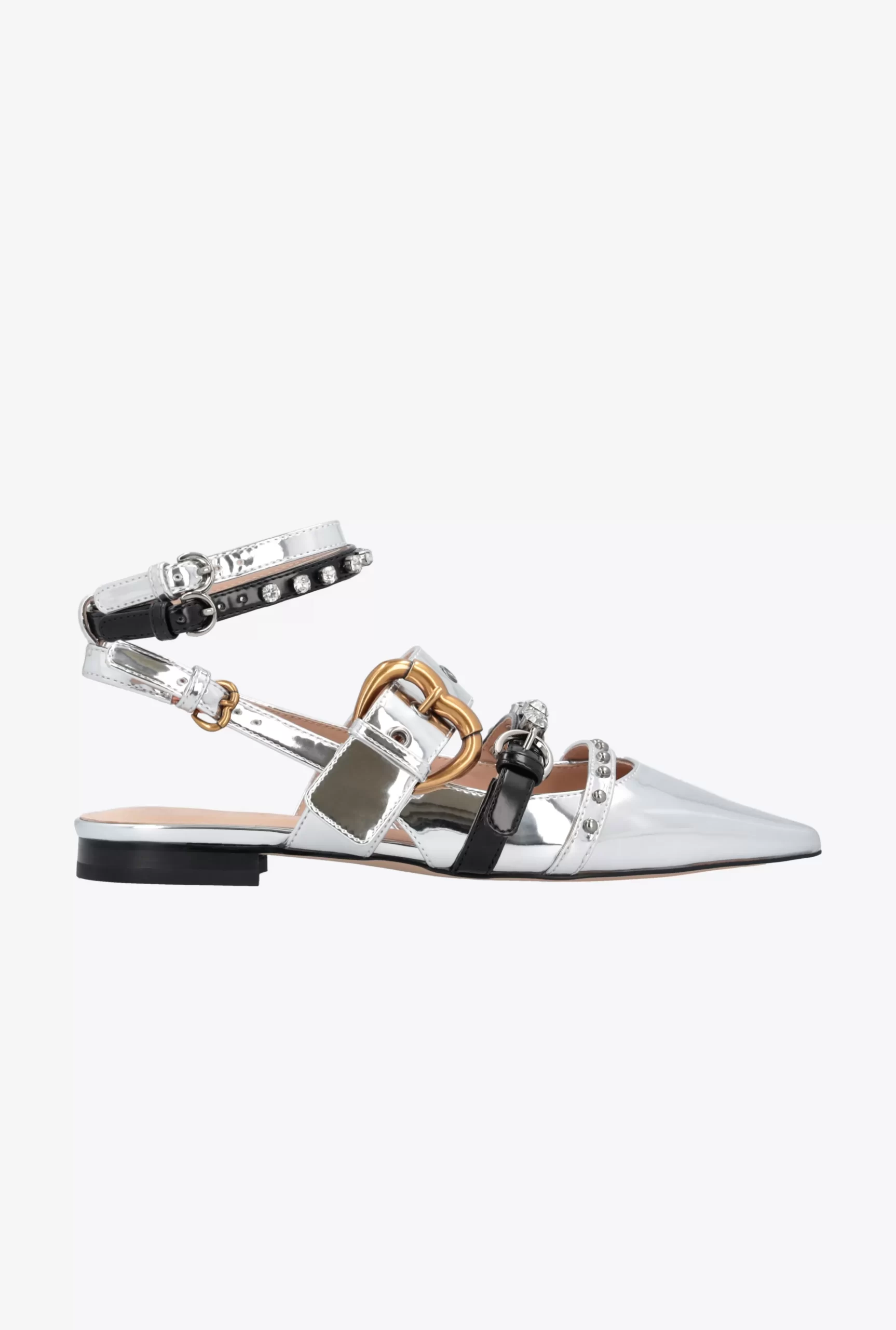 PINKO Laminated Pointed-toe Slingbacks With Rhinestones Flash Sale