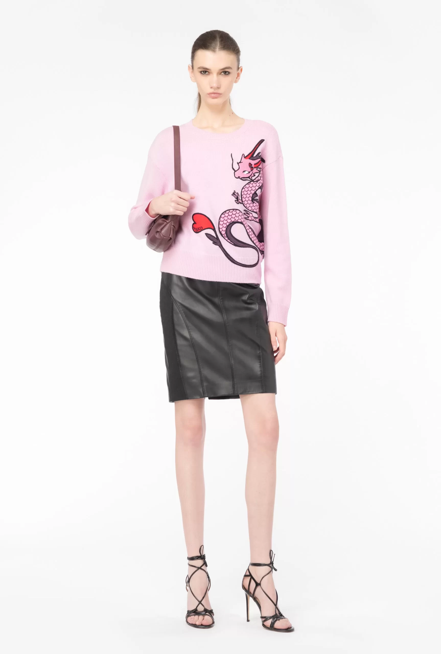 PINKO Leather And Fabric Skirt Online