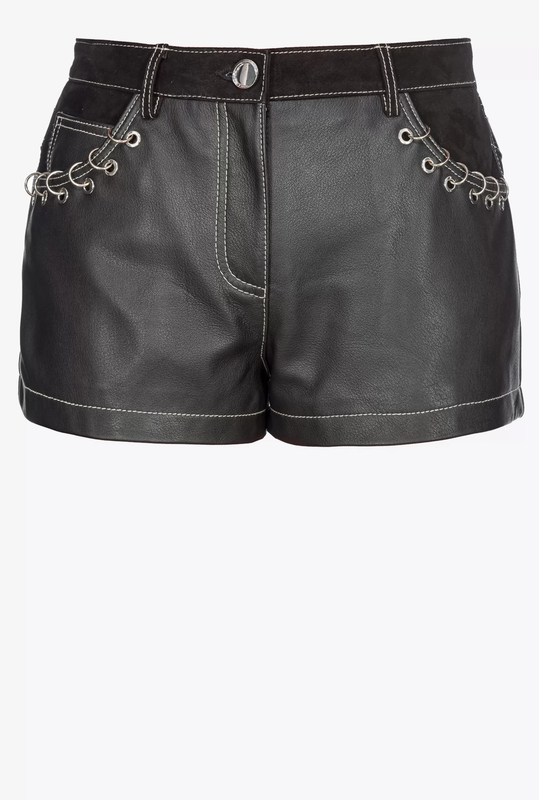 PINKO Leather And Suede Shorts With Piercing Detail Hot