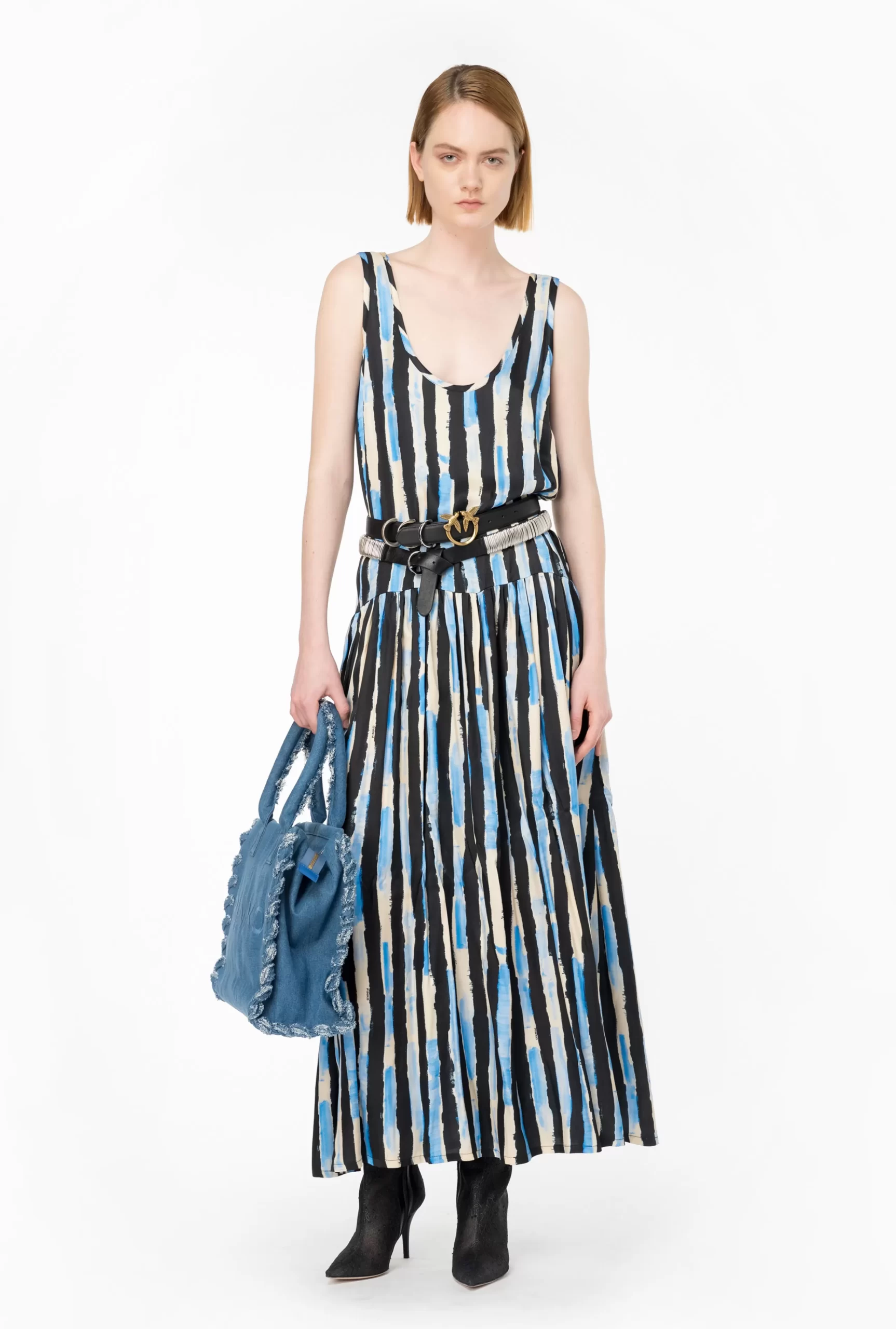 PINKO Long Dress With Painted-stripe Print Cheap