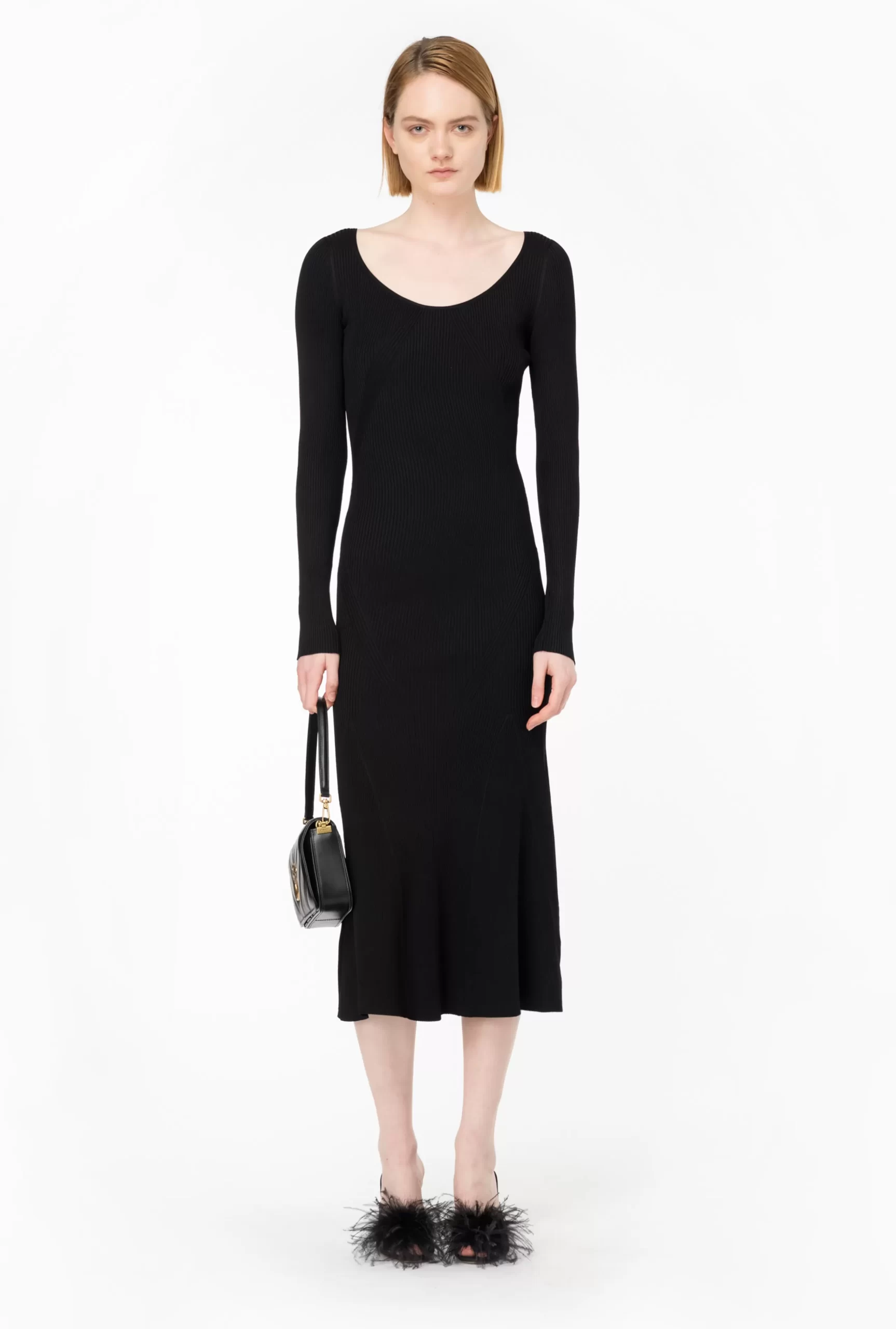 PINKO Long Ribbed Knit Dress Store