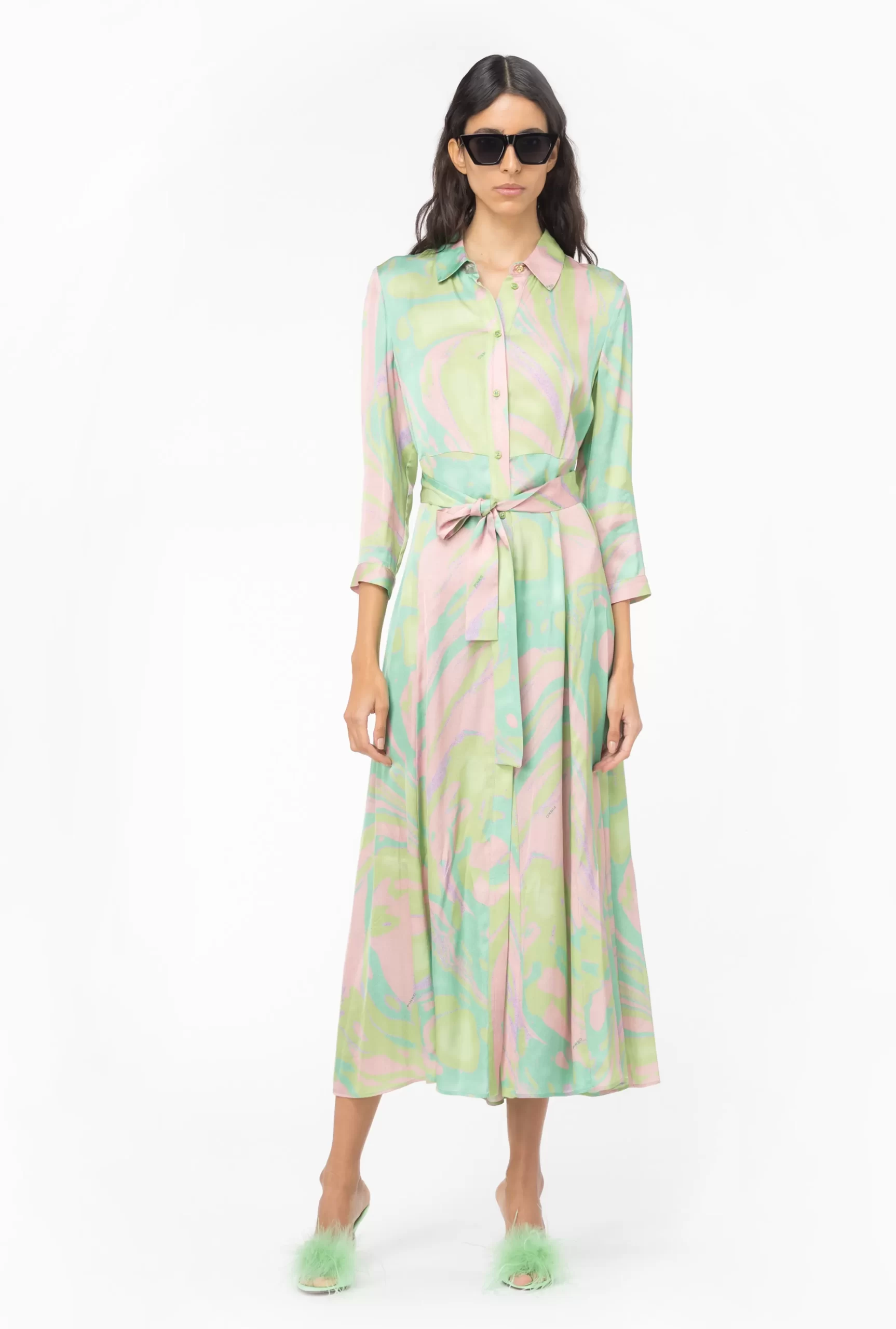 PINKO Long Shirt Dress With Splash Print Hot