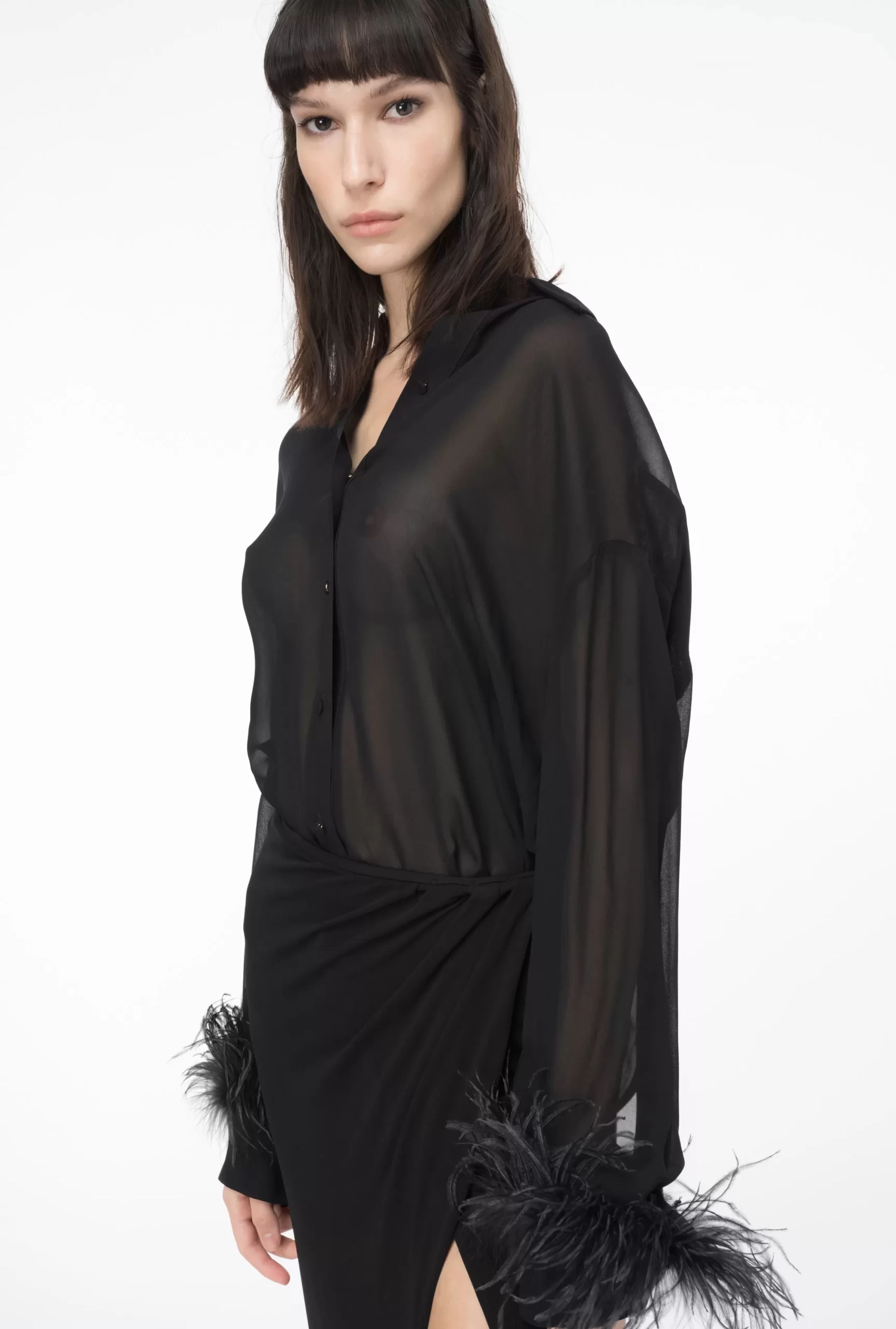 PINKO Long Shirt With Feathers Fashion