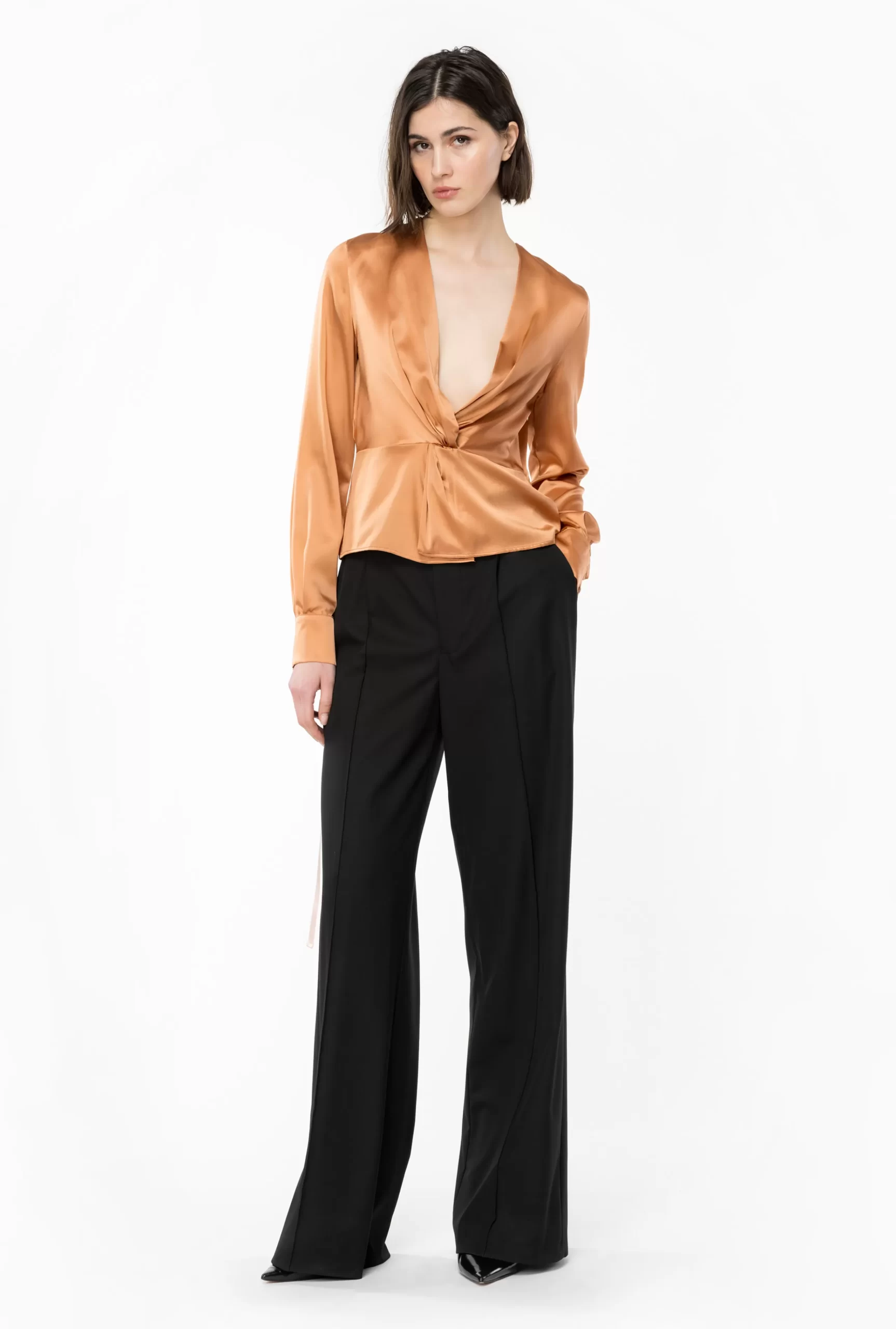 PINKO Long-sleeved Satin Blouse Flash Sale