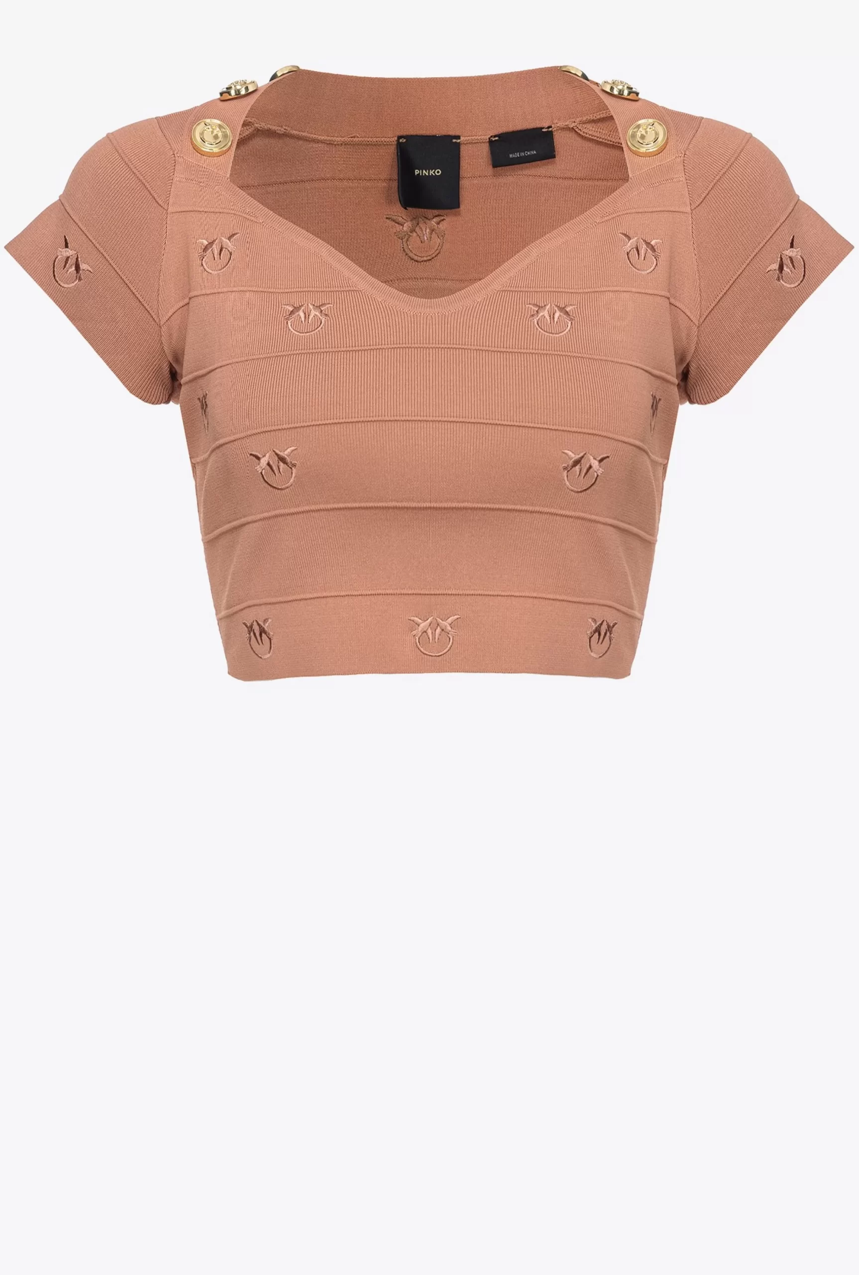 PINKO Love Birds Jacquard Crop Top Flash Sale