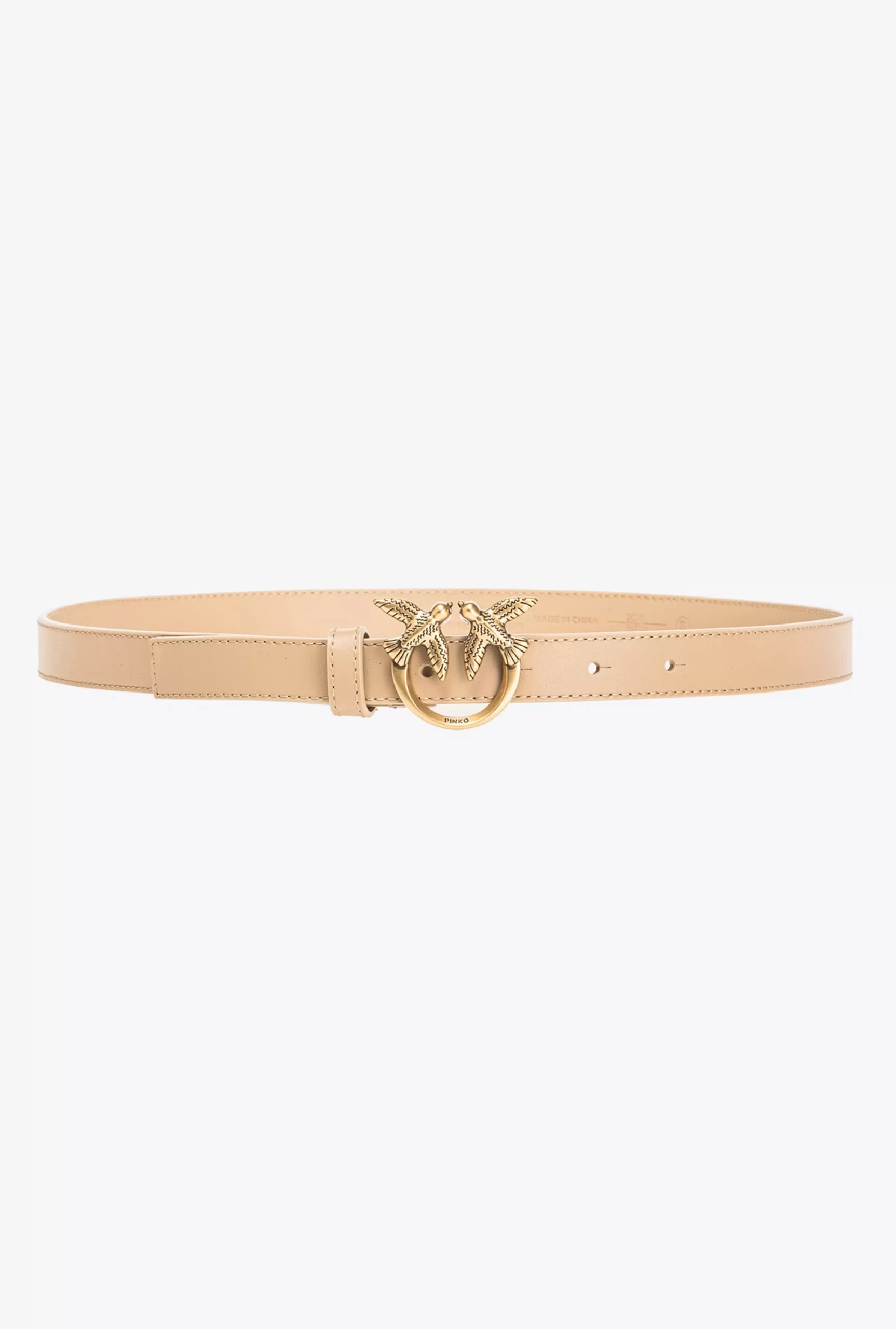 PINKO Love Birds Thin Leather Belt 2cm Cheap