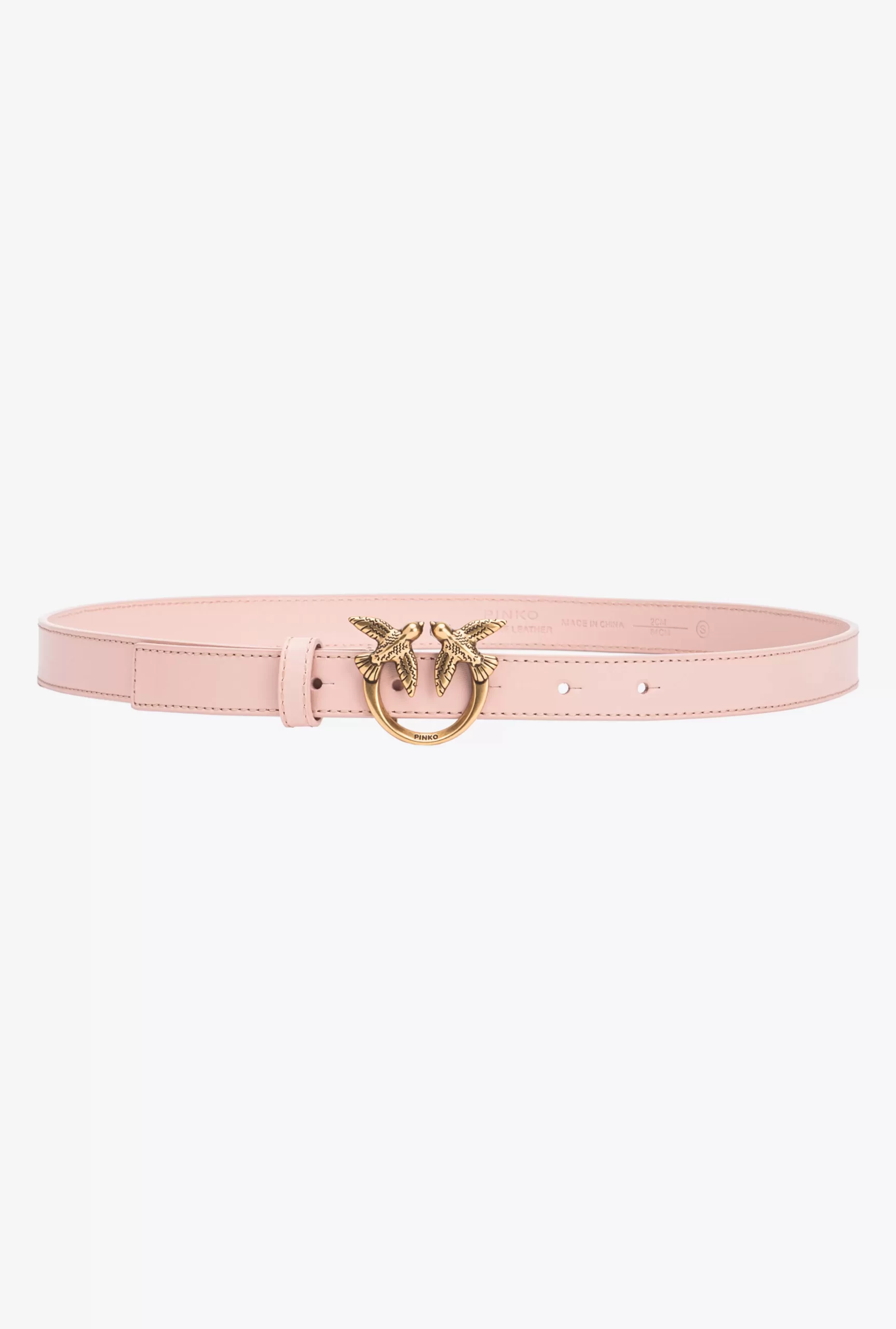 PINKO Love Birds Thin Leather Belt 2cm Flash Sale