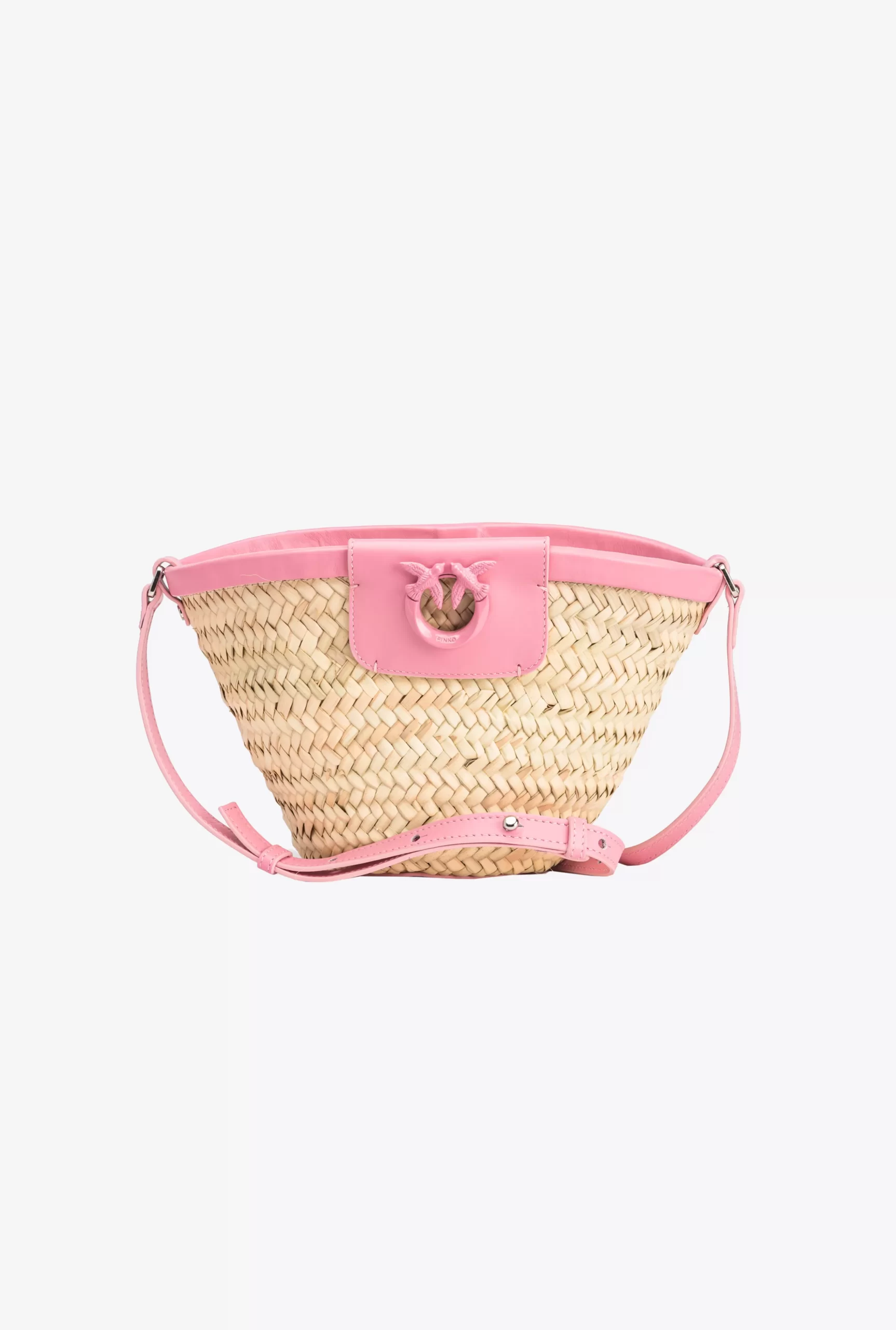 PINKO Love Summer Bucket Bag In Raffia Best