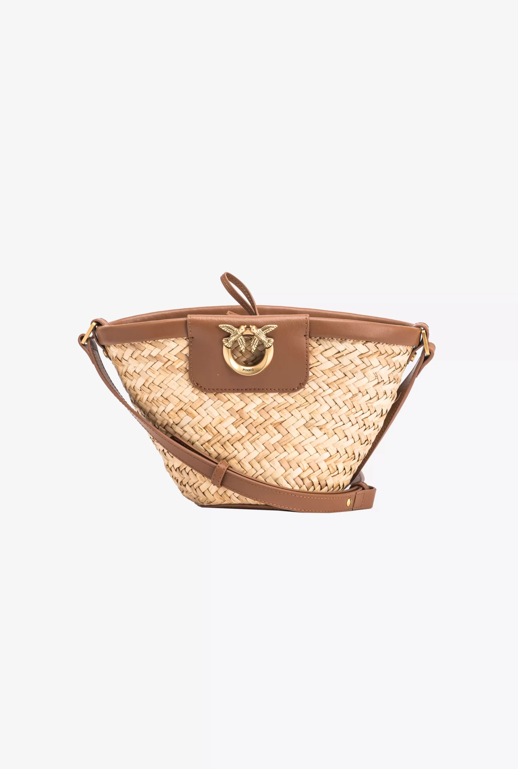 PINKO Love Summer Bucket Bag In Raffia Sale