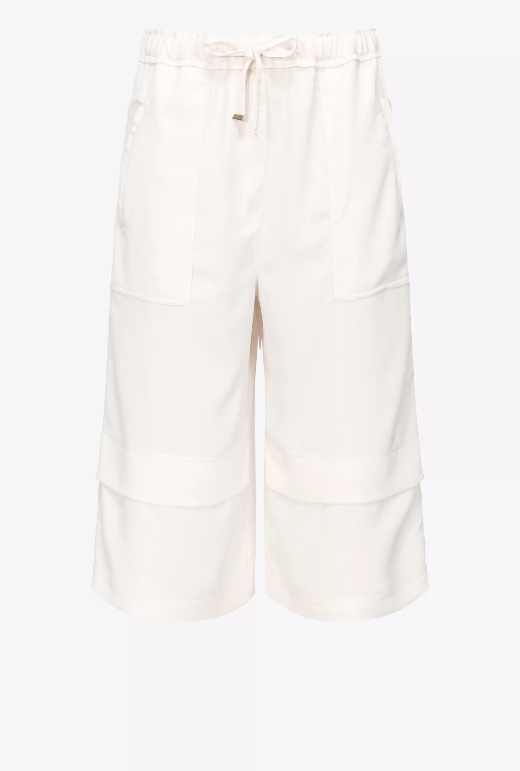 PINKO Matte Satin Bermuda Shorts And Georgette Outlet