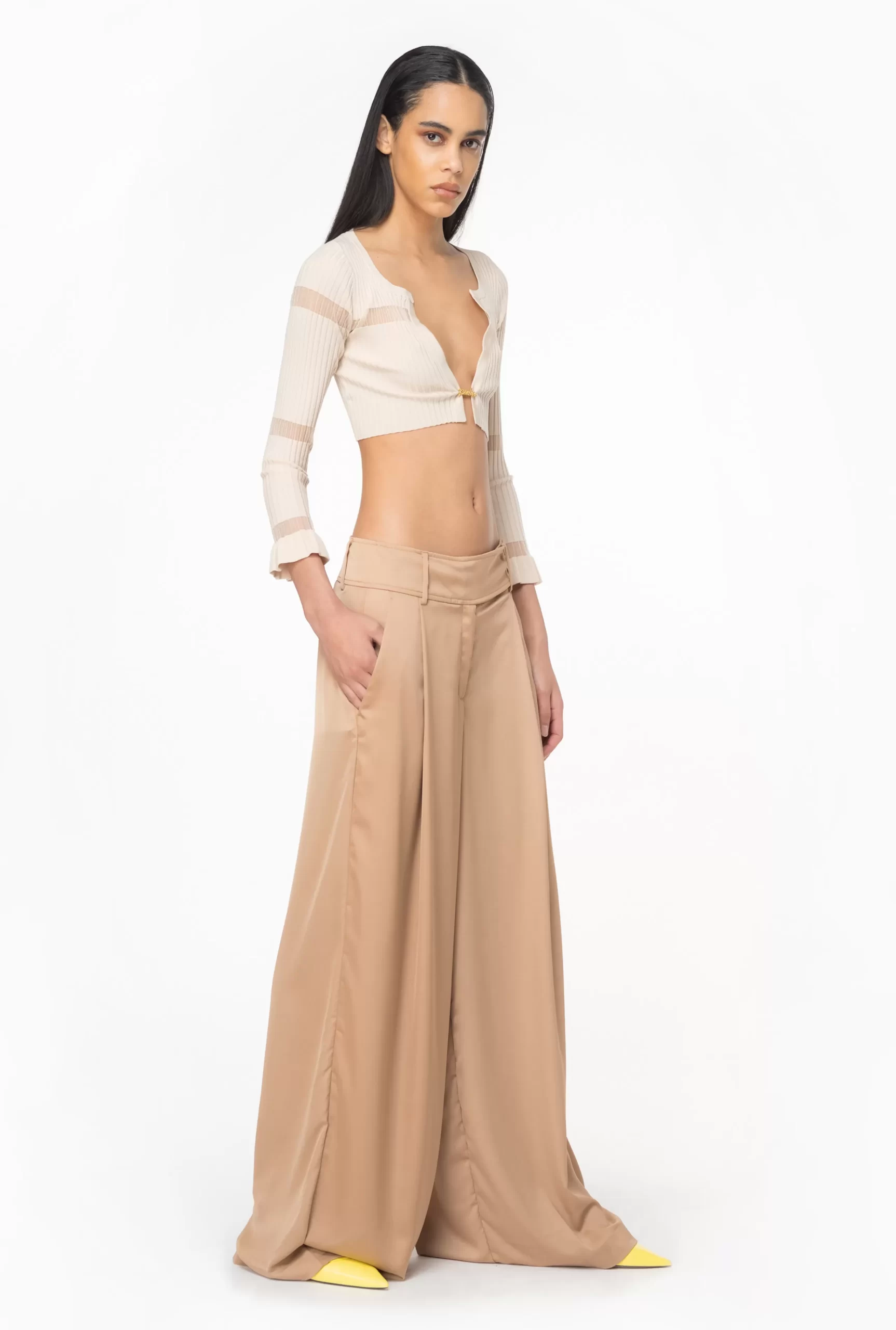 PINKO Matte Satin Palazzo Trousers Hot