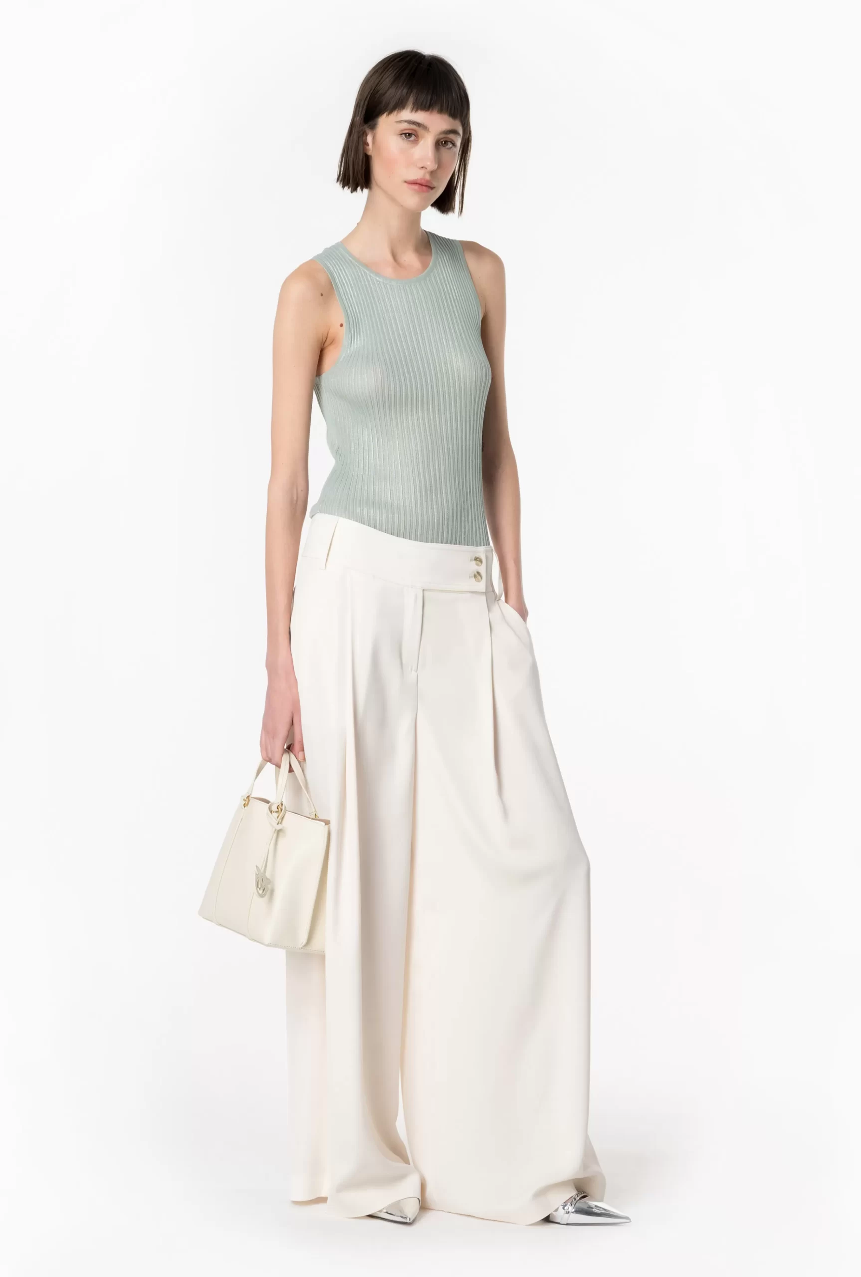 PINKO Matte Satin Palazzo Trousers Cheap